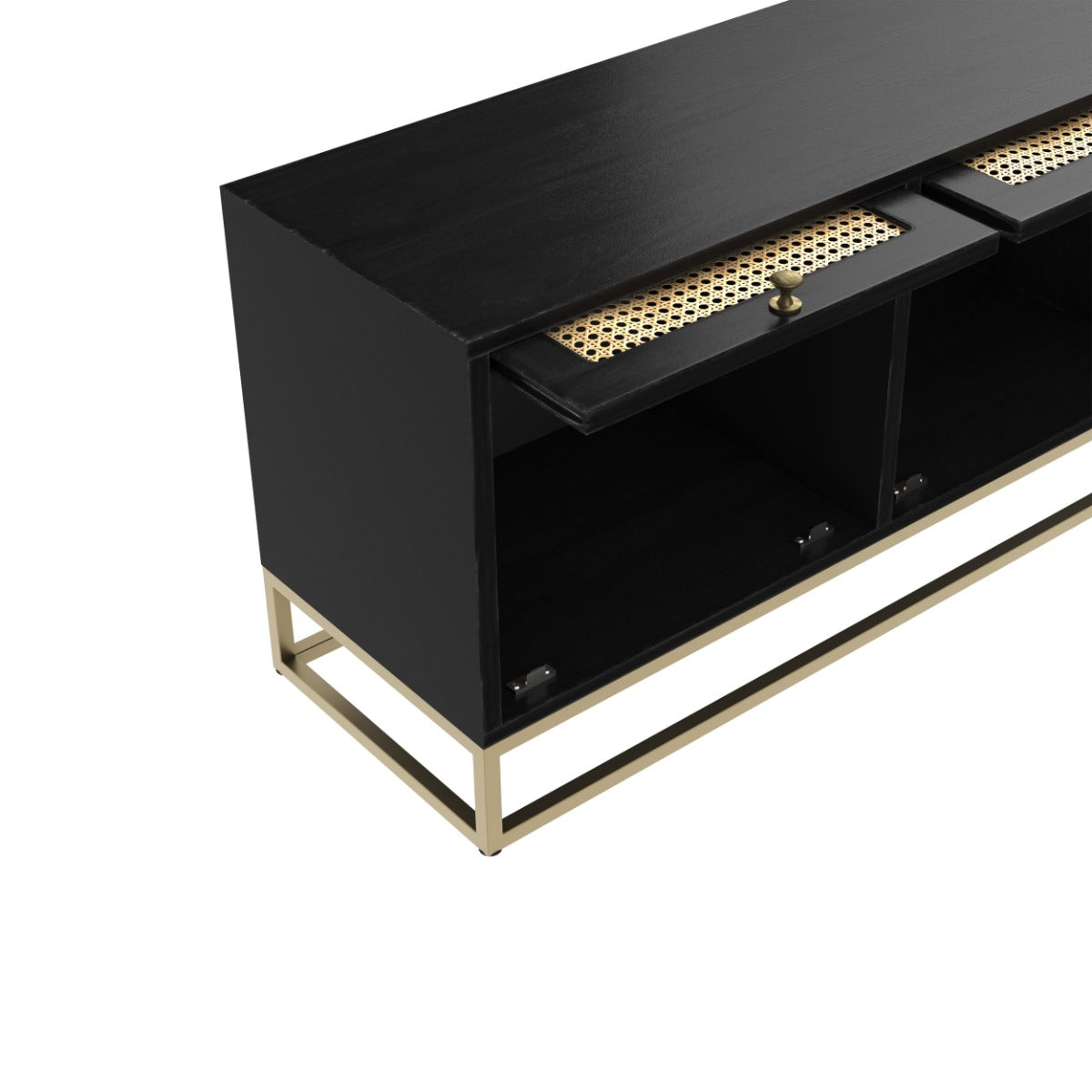 meuble tv 3 portes en bois de manguier cannage shellona