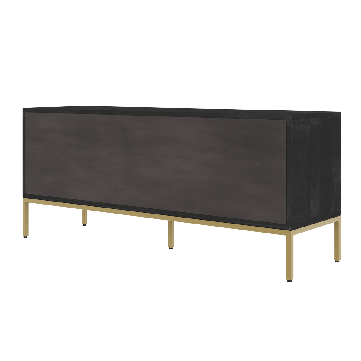 meuble tv 4 portes bois pieds metal dore