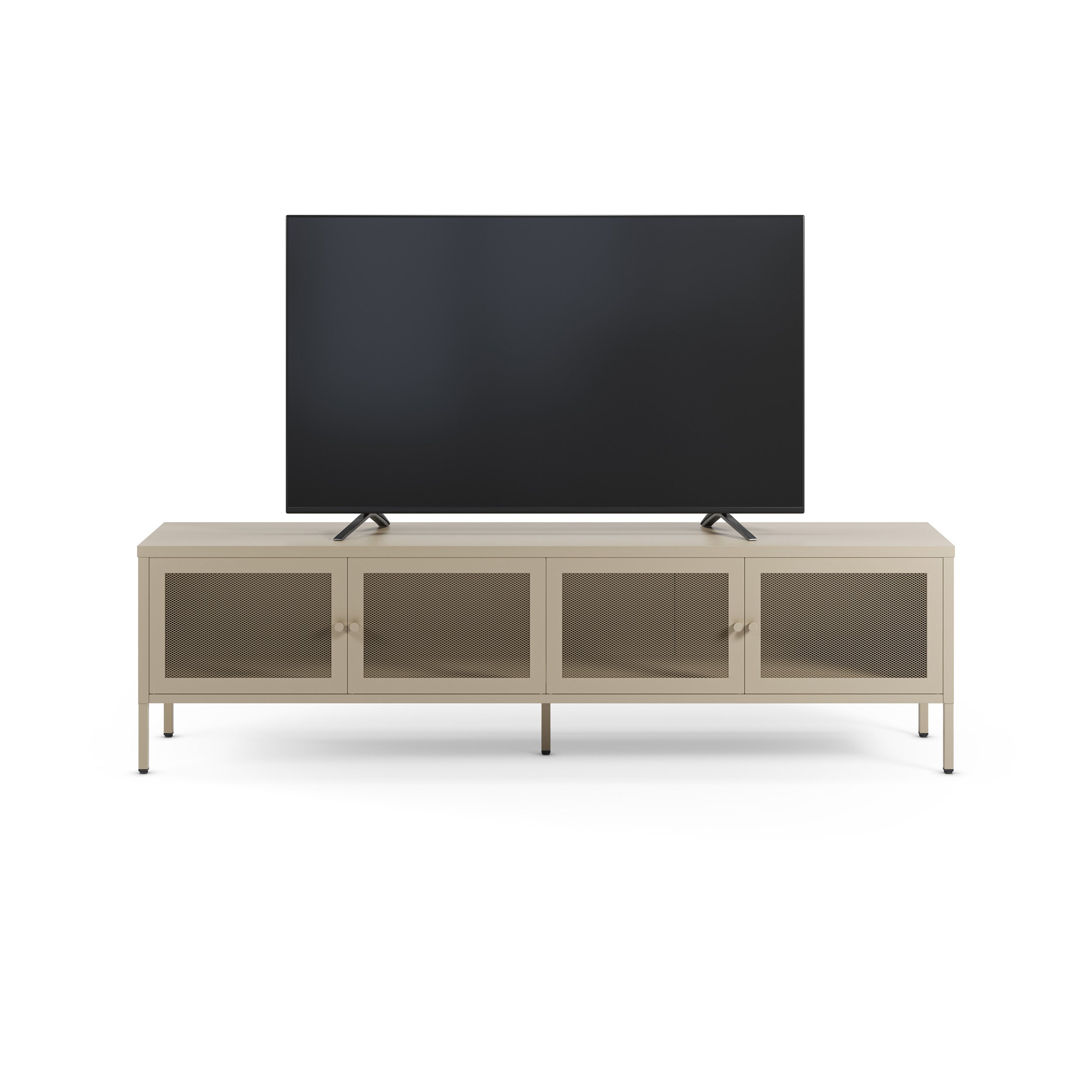 Meuble TV Latem en métal beige 4 portes, 160 cm