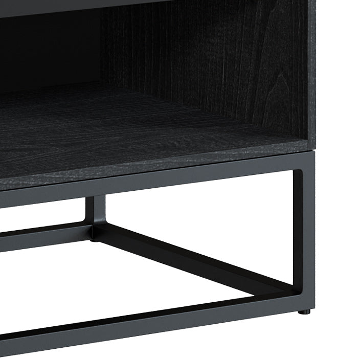 meuble tv 90 cm en bois clair et noir industriel