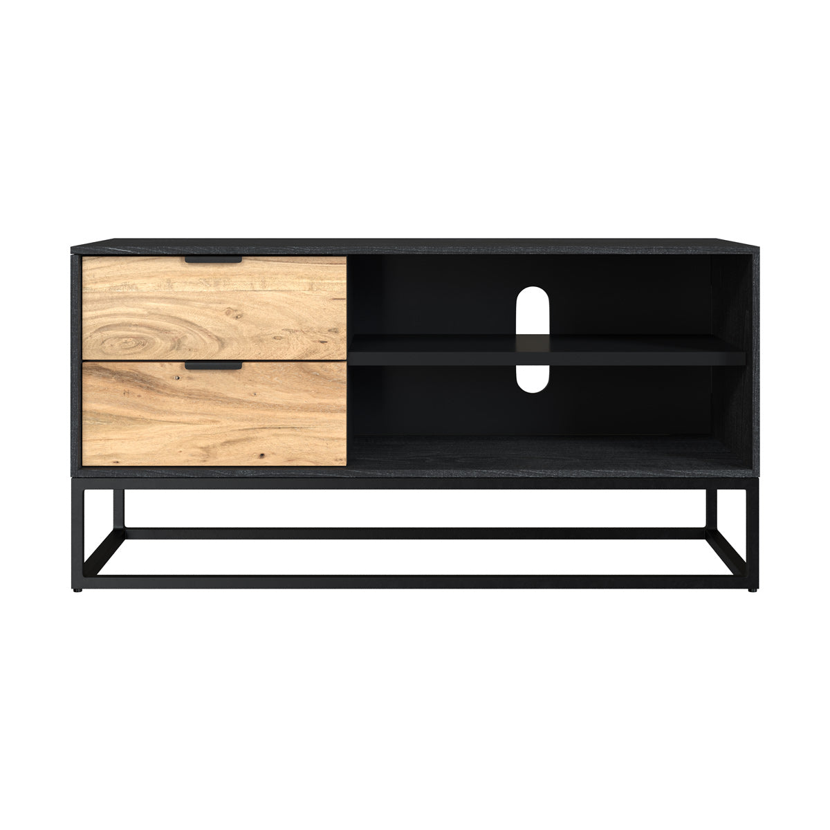 meuble tv 90 cm en bois d acacia pieds metal
