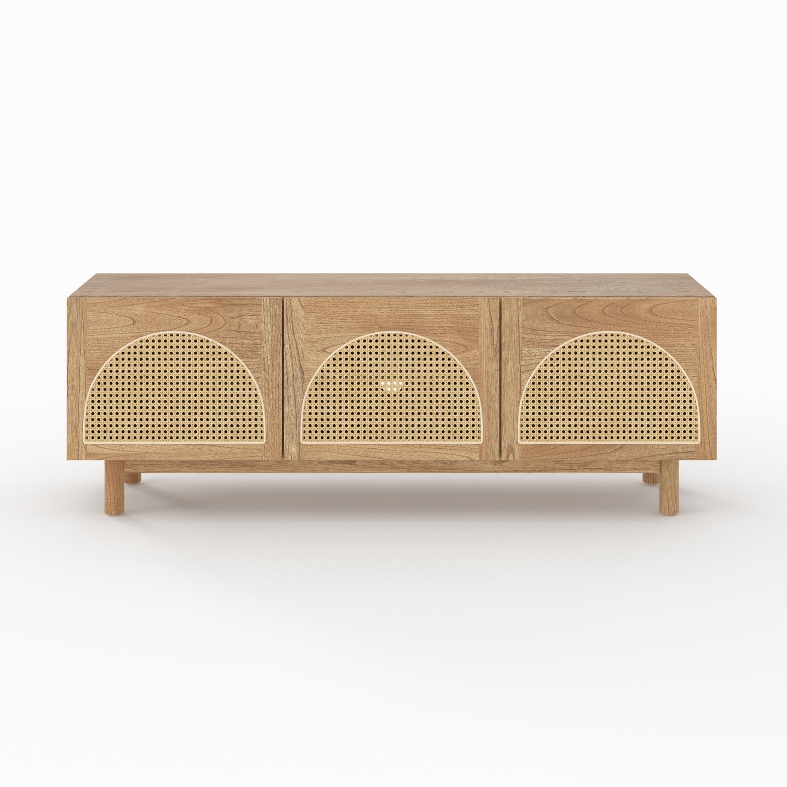 meuble tv bois et rotin delya rangement