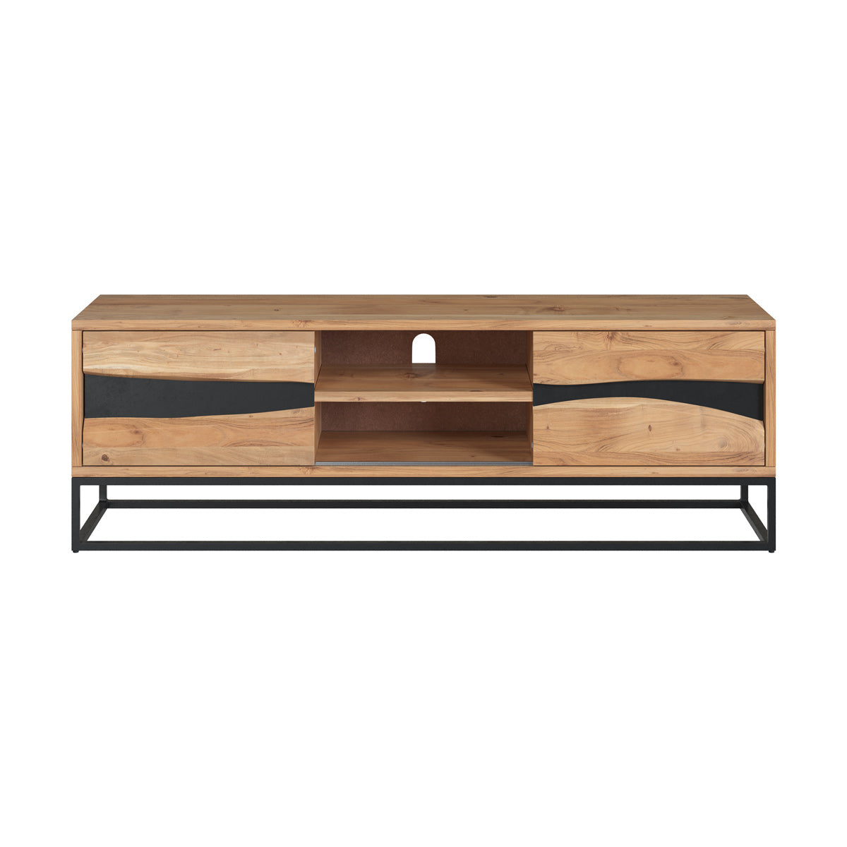meuble tv en bois d acacia massif 140 cm