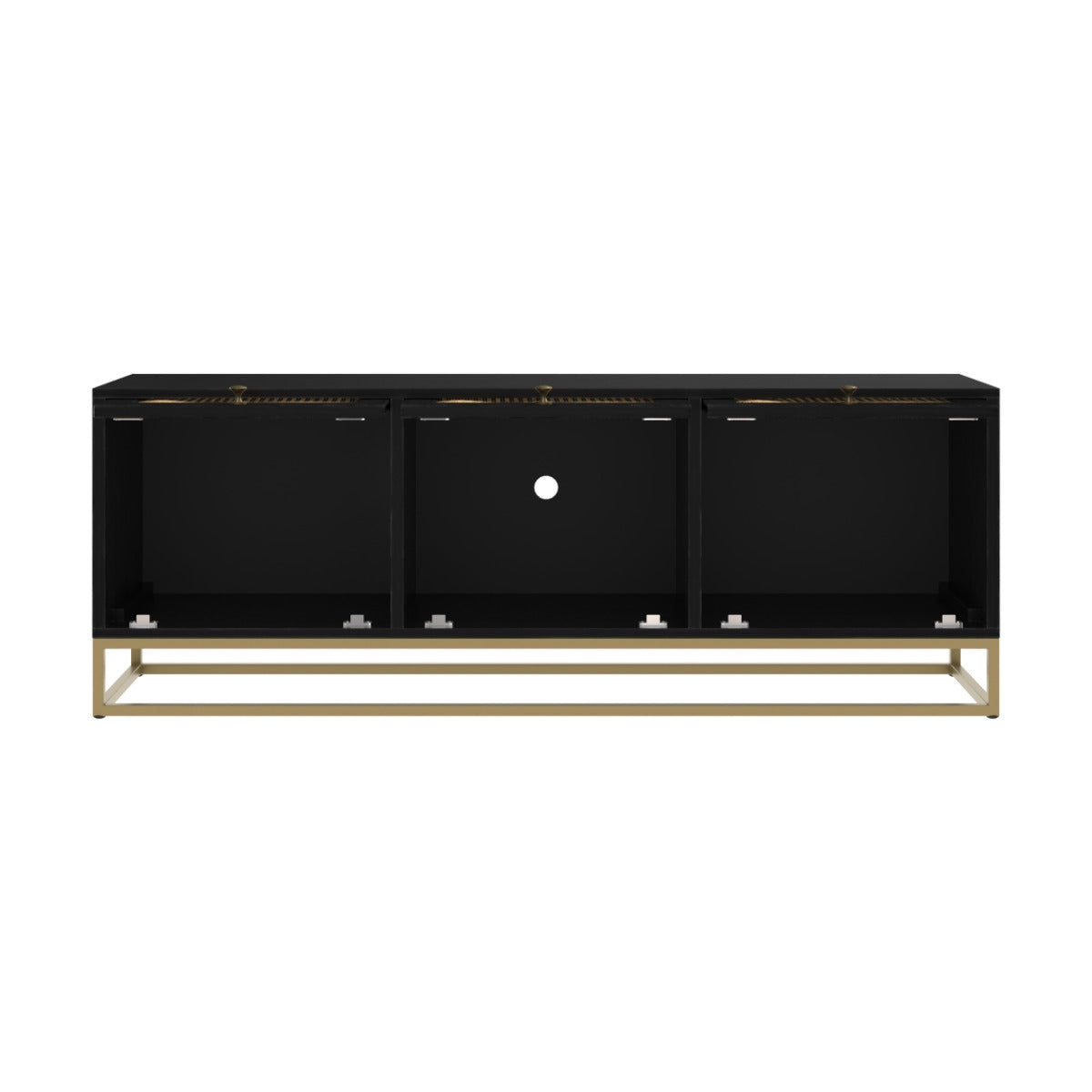 meuble tv en cannage et pieds en metal dore shellona