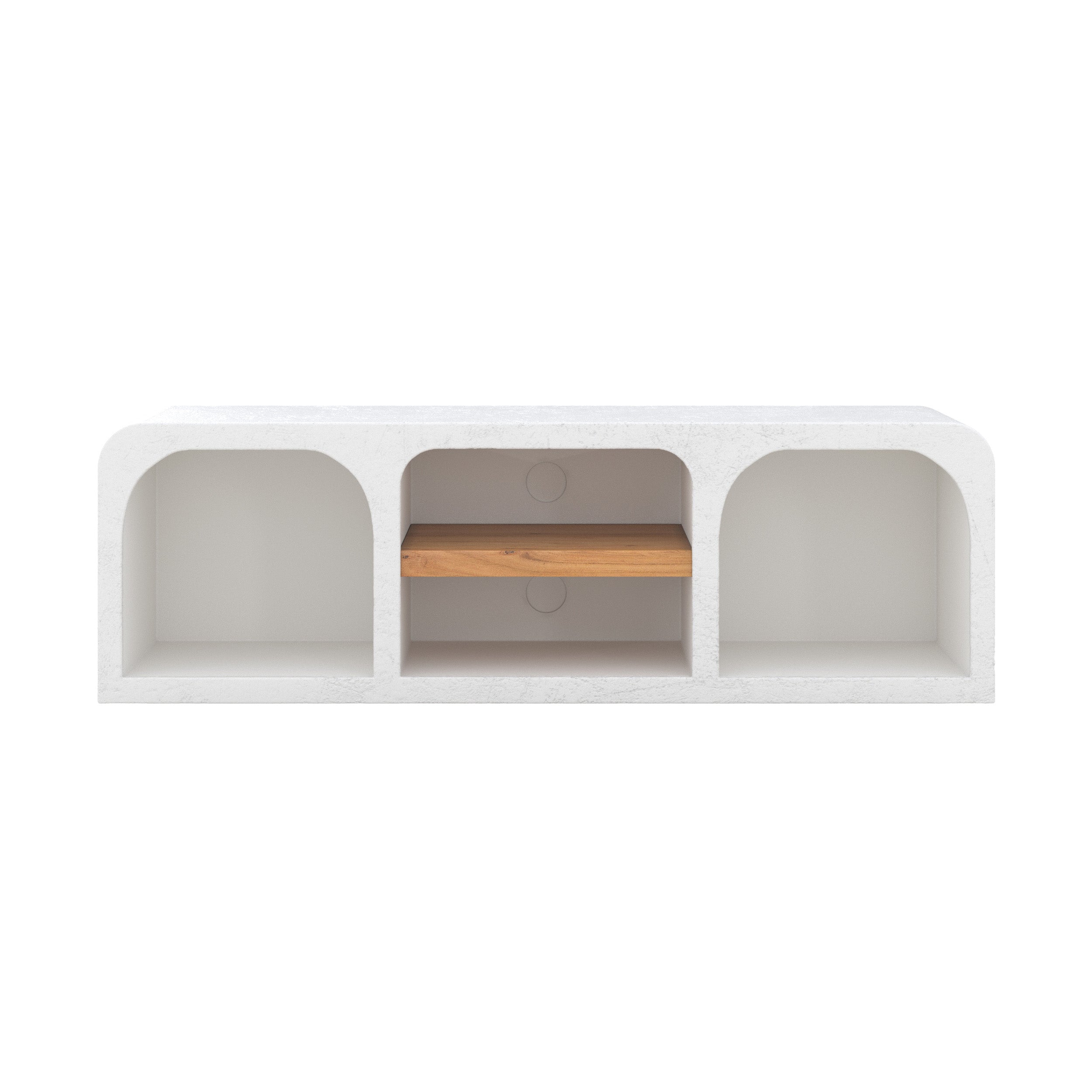 meuble tv fira en beton blanc 140 cm 3 niches