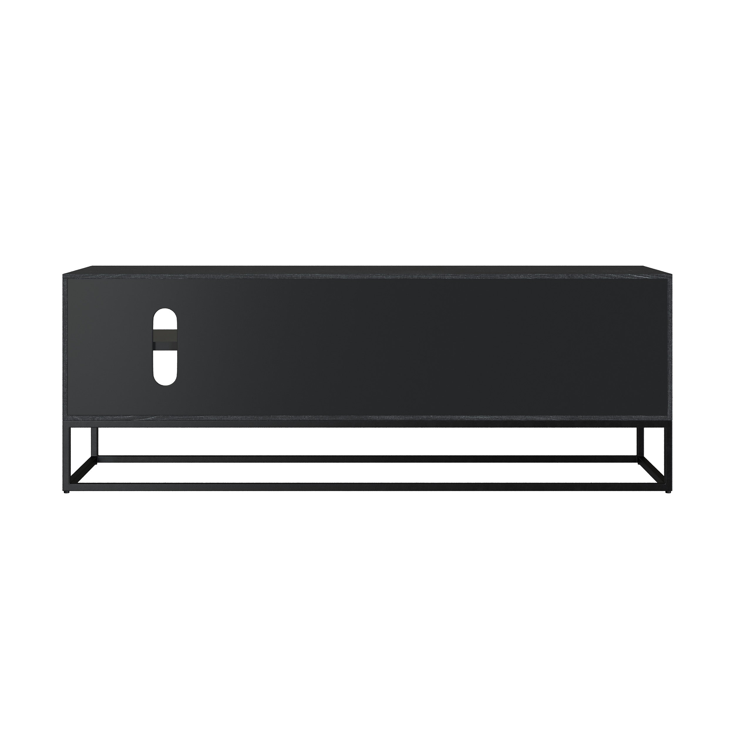 meuble tv jakson 2 portes 2 niches en bois acacia pieds metal