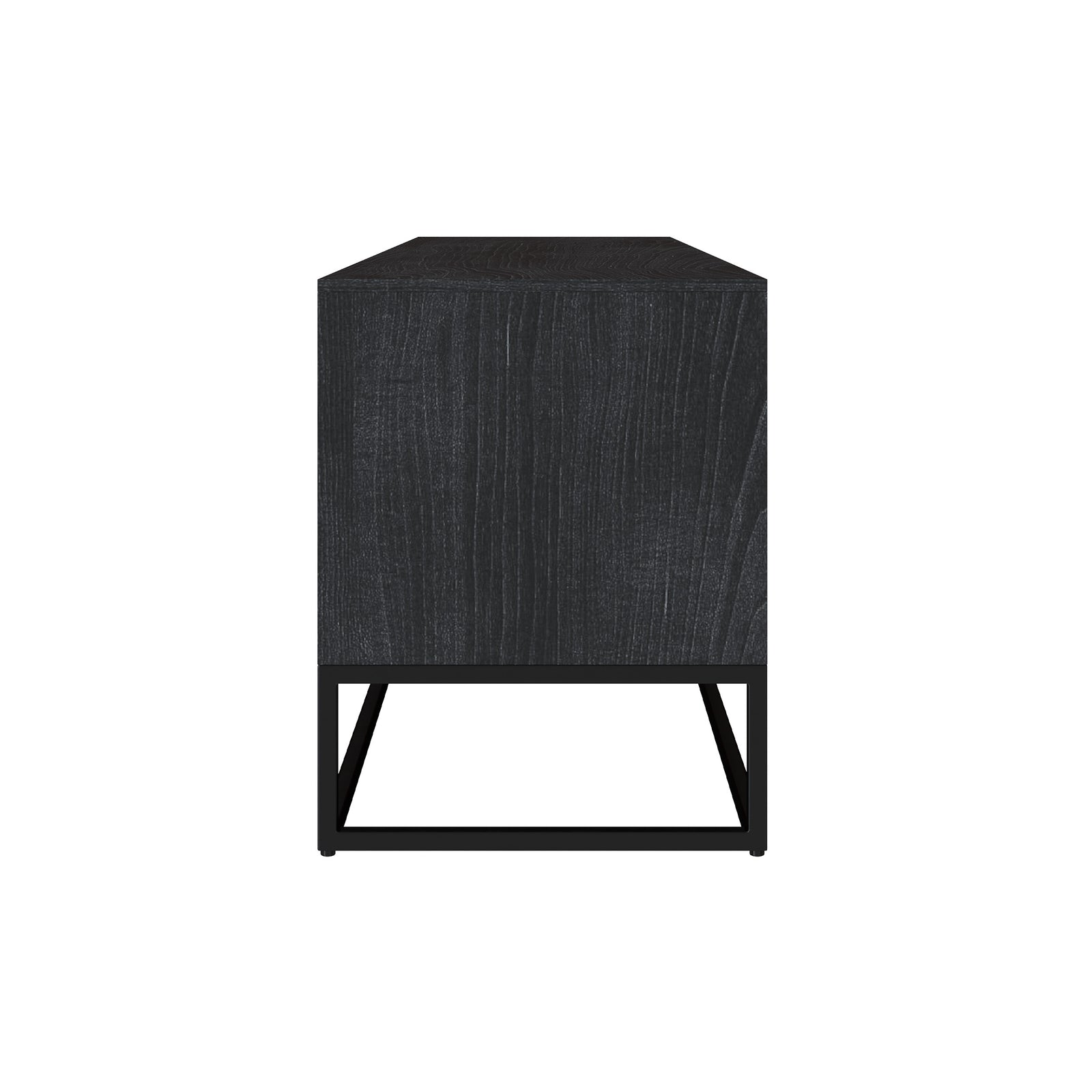 meuble tv jakson en bois acacia pieds metal 2 portes 2 niches