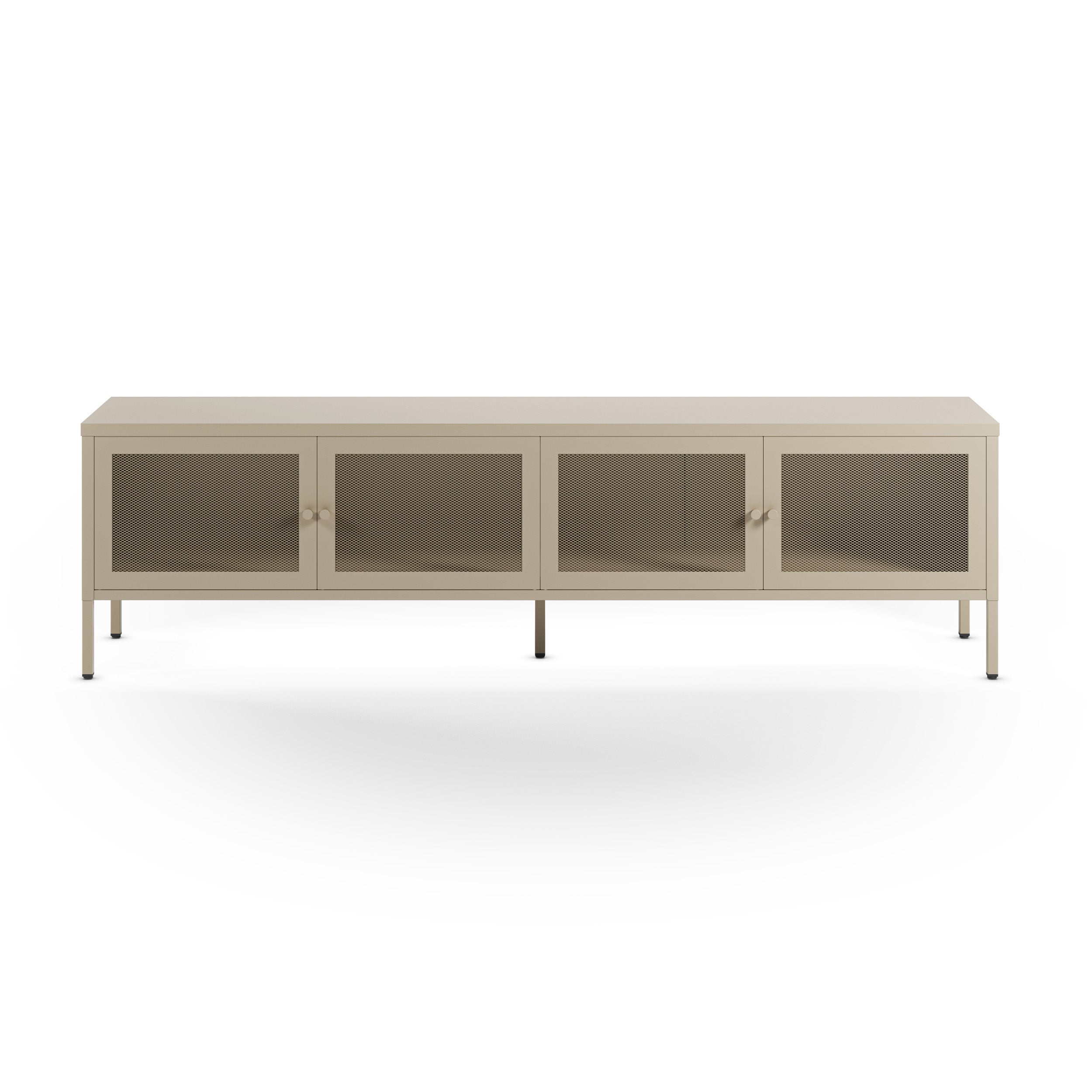 Meuble TV Latem en métal beige 4 portes, 160 cm
