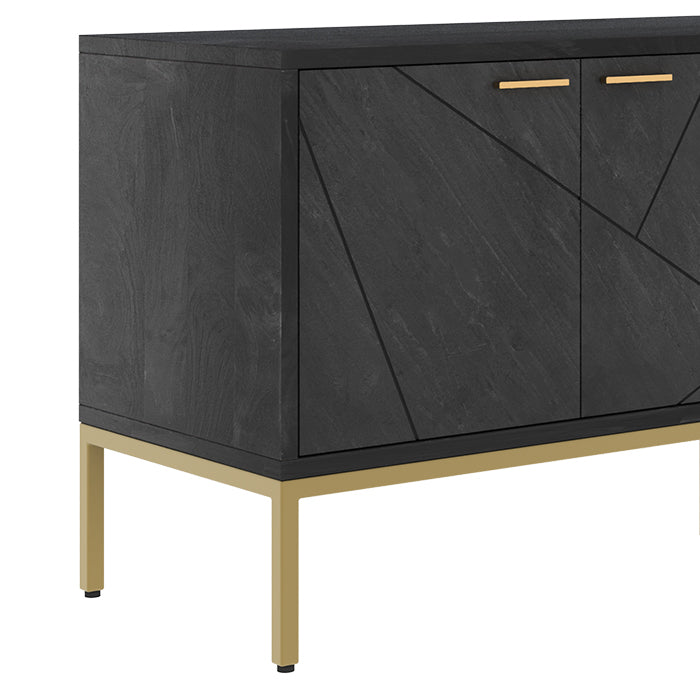 meuble tv marcelle en ardoise metal et bois de manguier 4 portes