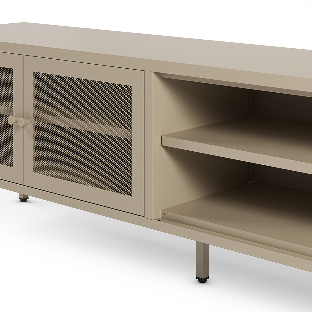 Meuble TV Latem en métal beige 2 portes, 160 cm