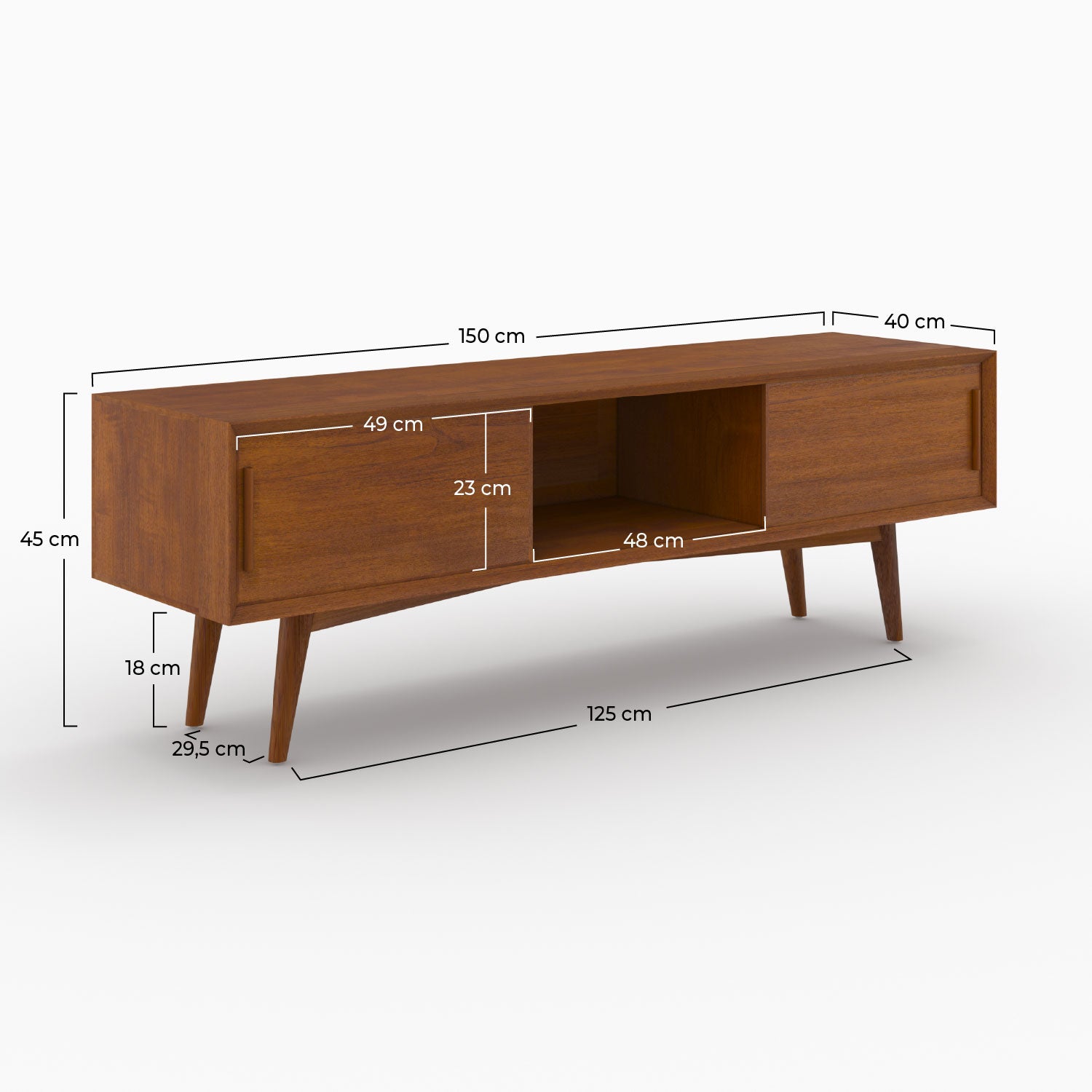 meuble tv rangement waya teck 150cm rendez vous deco