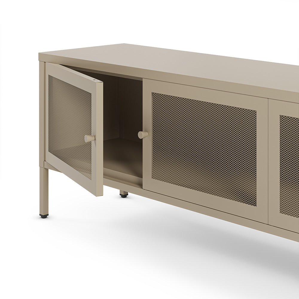 Meuble TV Latem en métal beige 4 portes, 160 cm