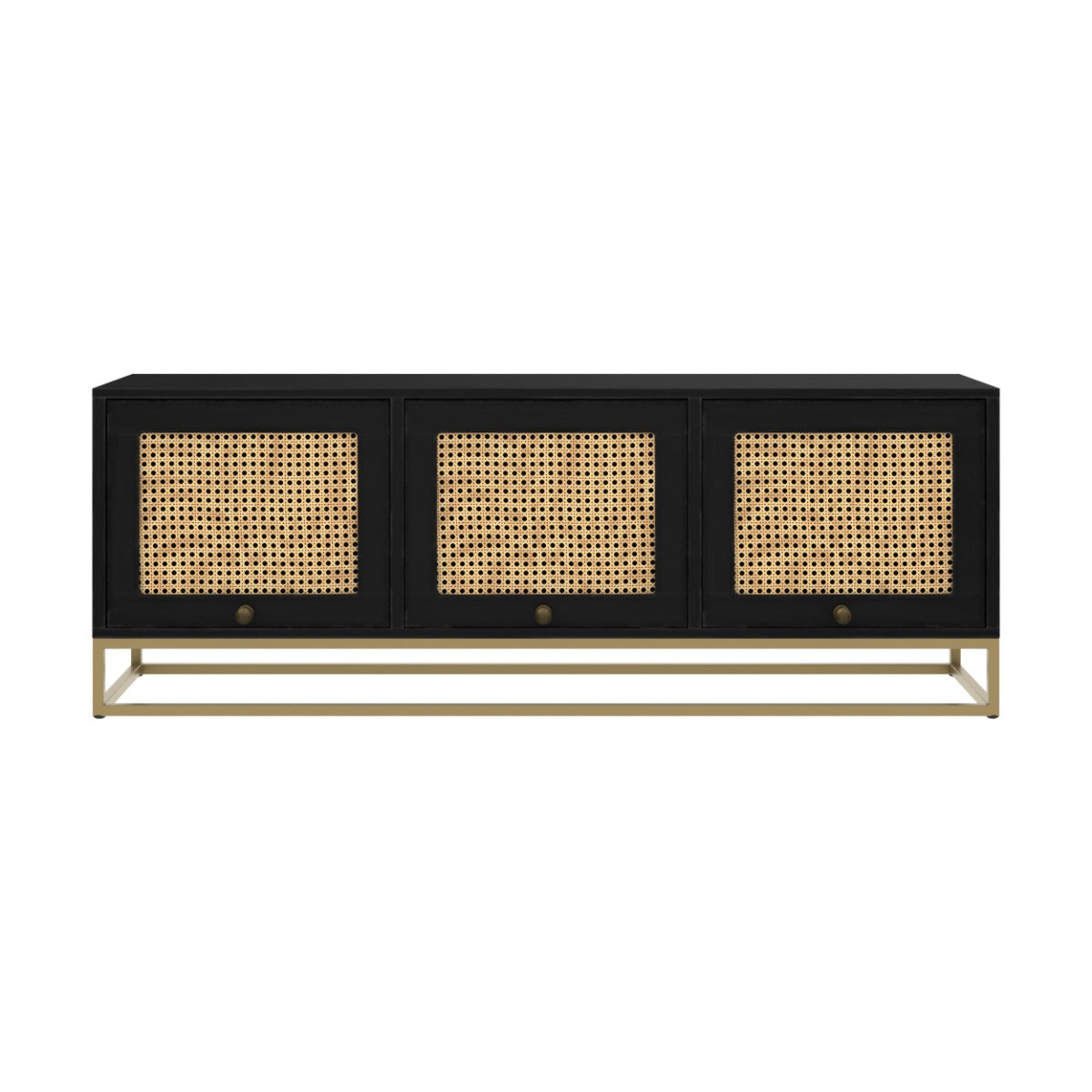 meuble tv shellona noir en cannage