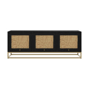 meuble tv shellona noir en cannage