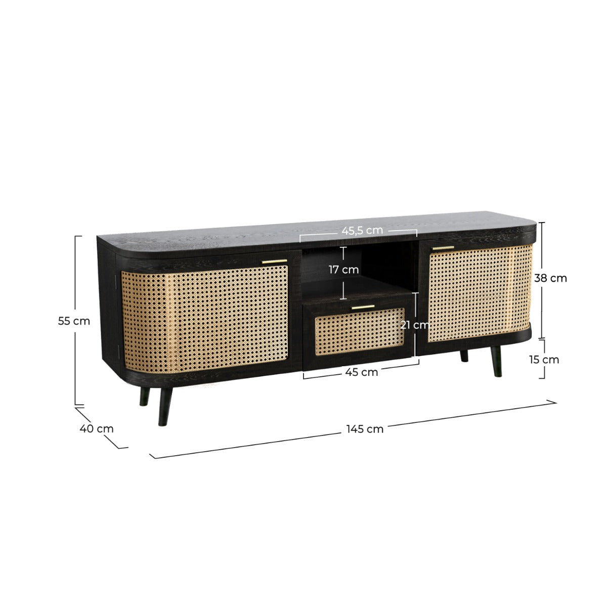 meuble tv wendy noir en bois de manguier