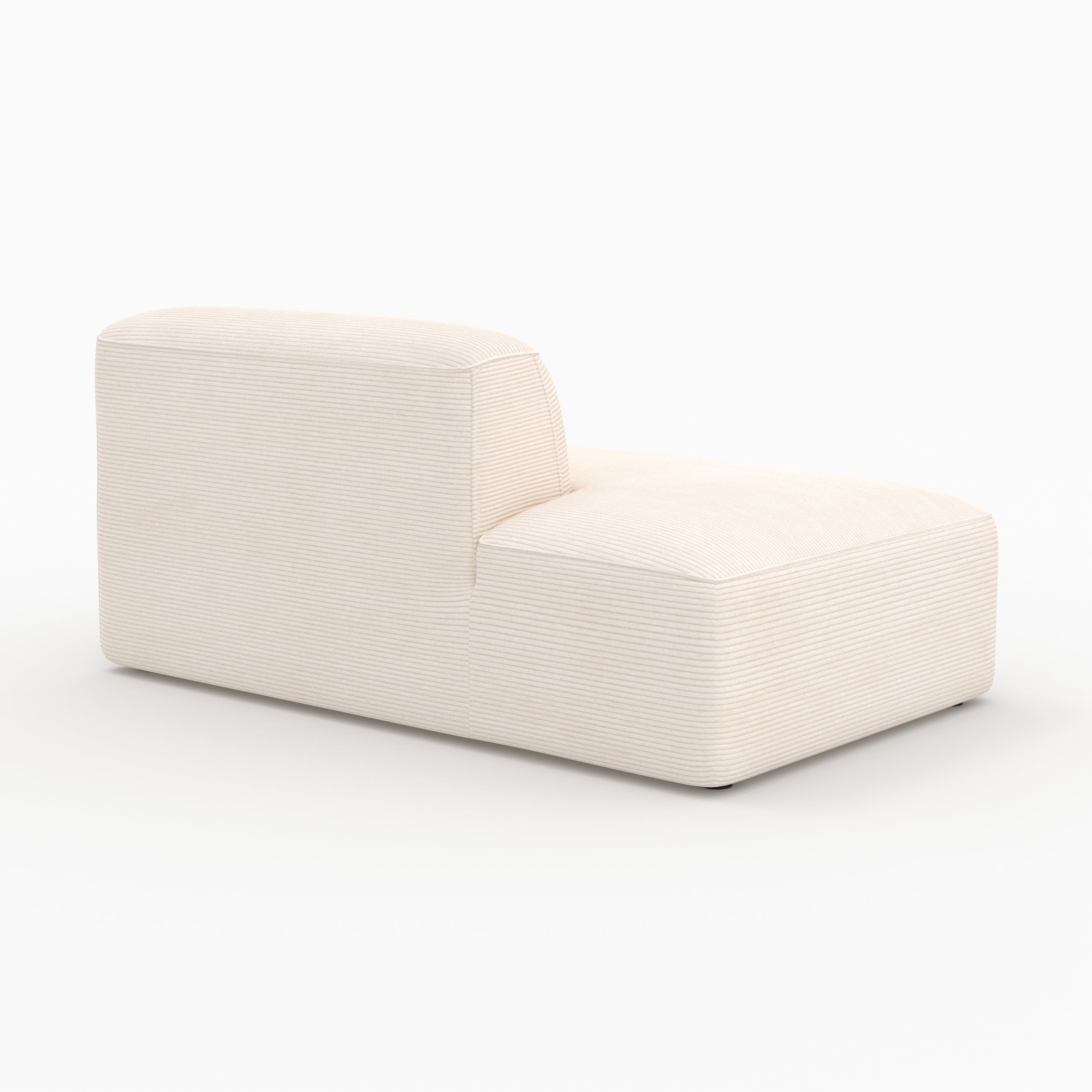 Canapé d'angle droit modulable Mina en velours côtelé blanc 4 places