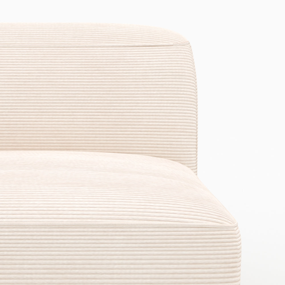 Canapé modulable Mina en velours blanc 3 places avec pouf