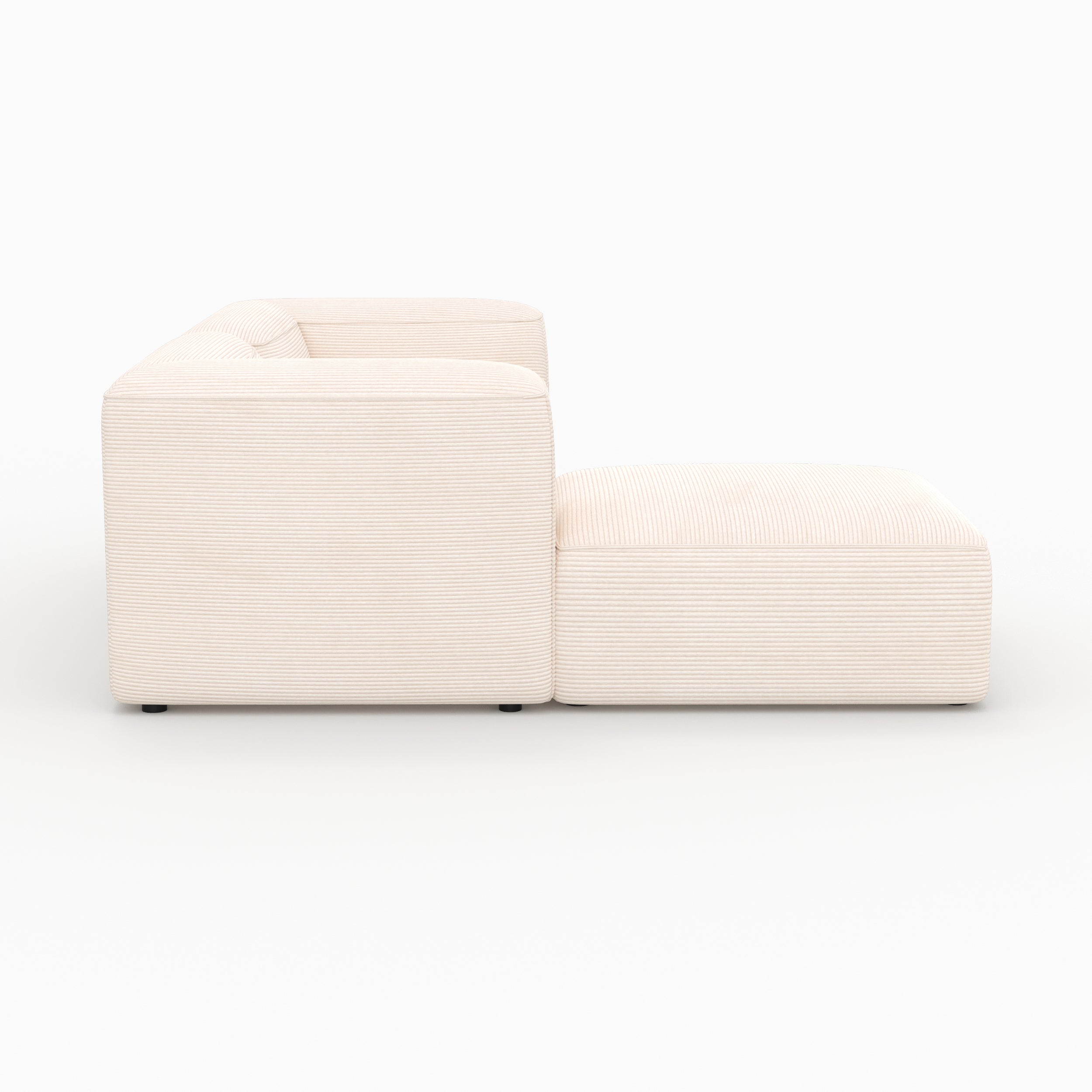 Canapé modulable Mina en velours blanc 2 places avec pouf