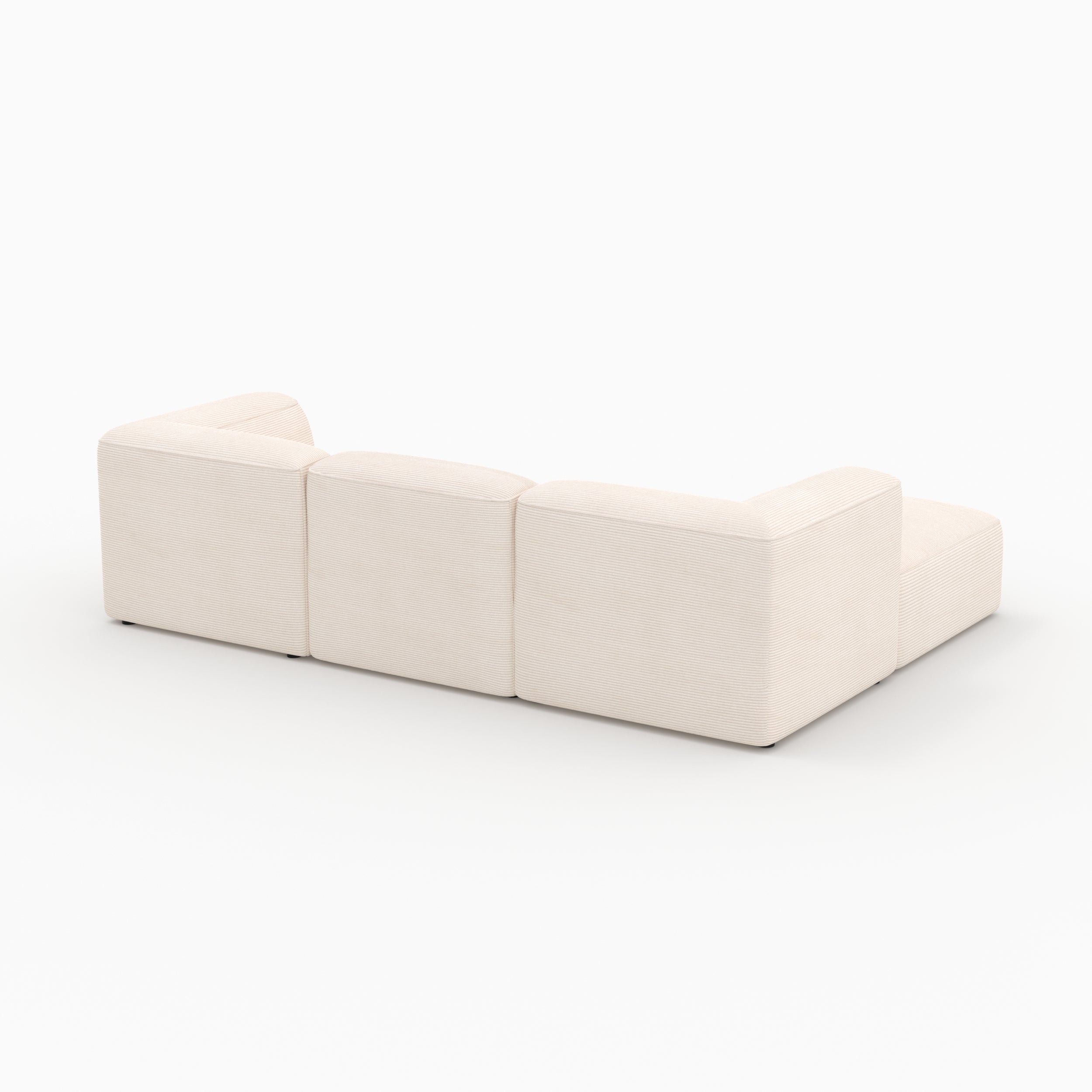 Canapé modulable Mina en velours blanc 3 places avec pouf