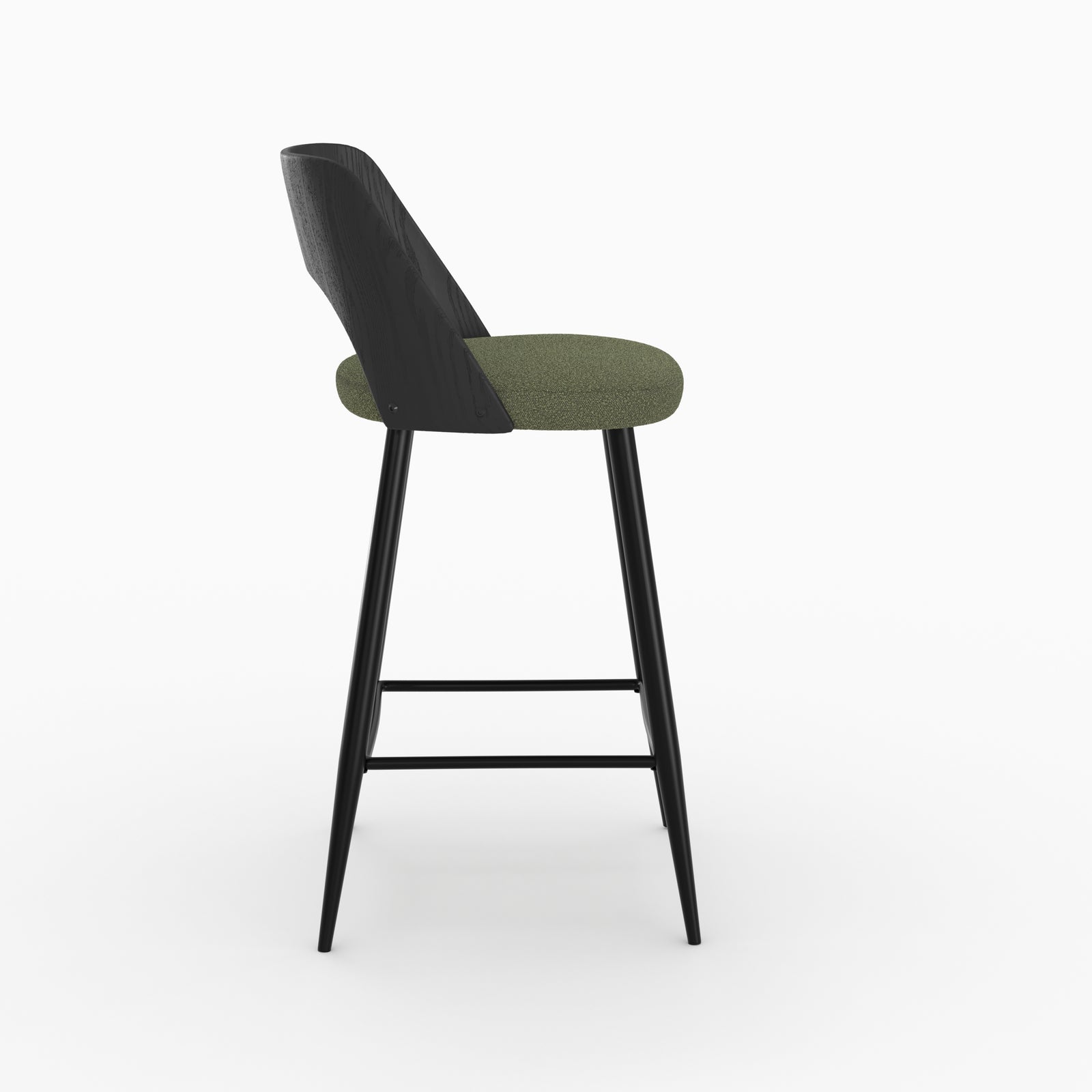 mindy chaise pour ilot central en tissu boucle vert kaki lot de 2