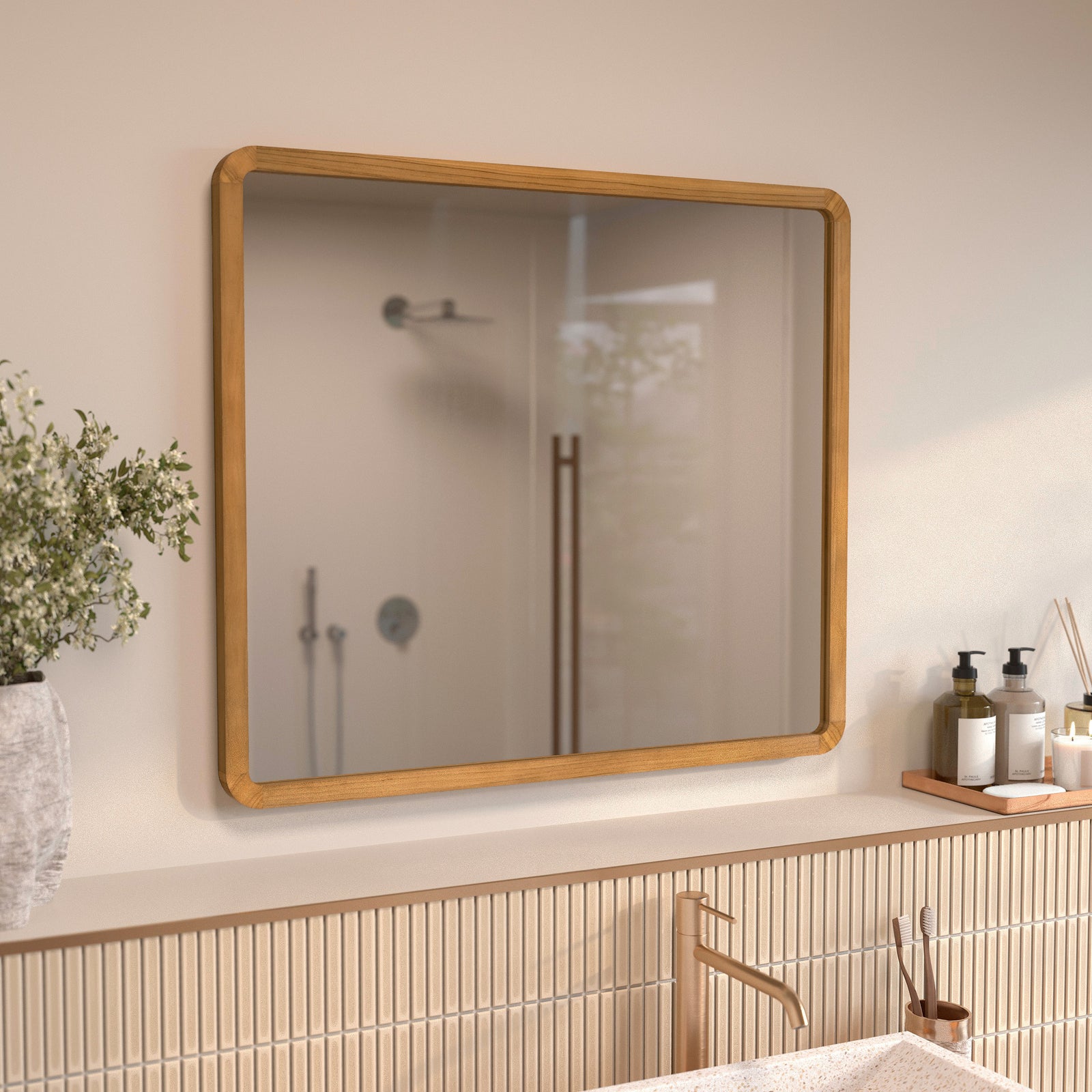 miroir carre bois salle de bain rdv deco