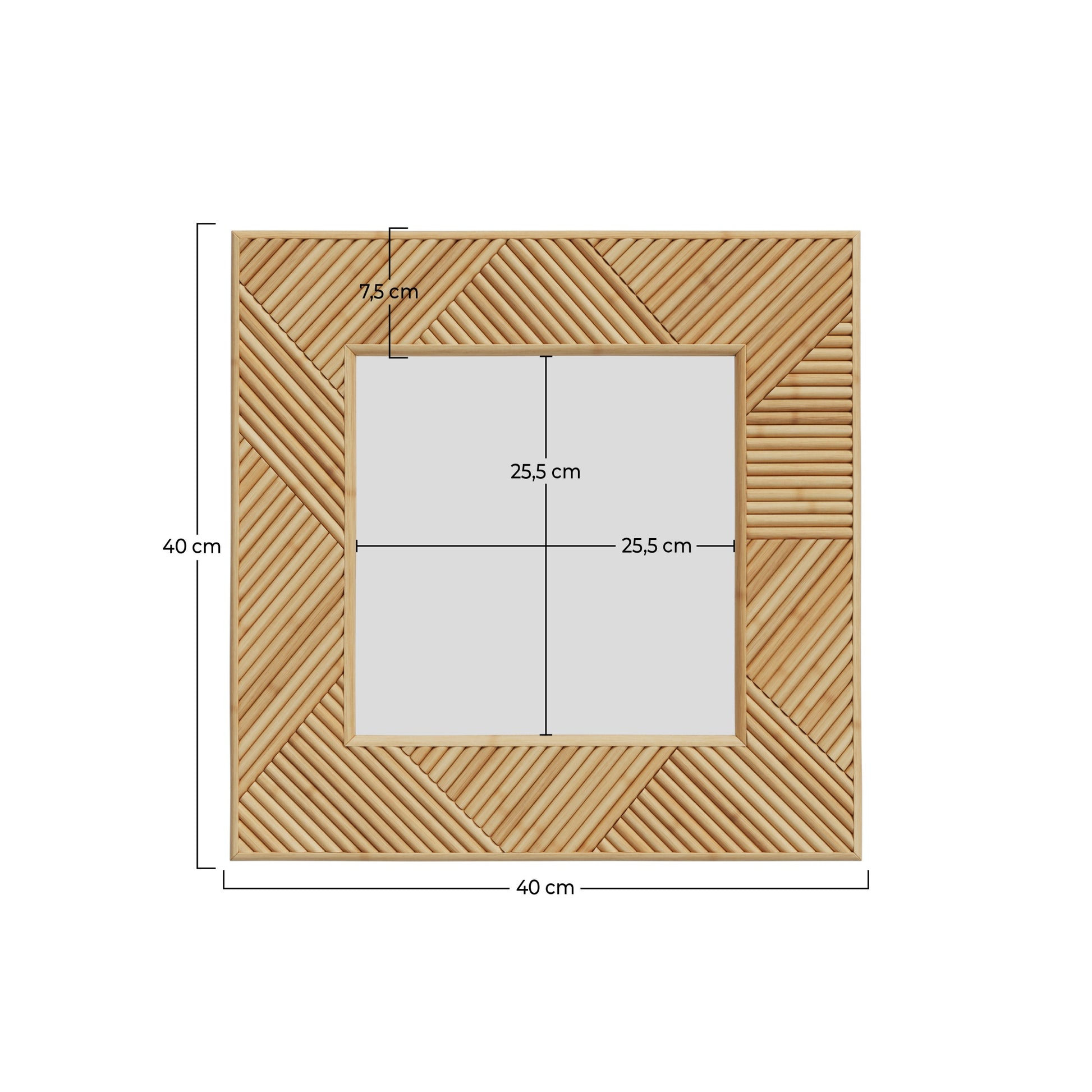 miroir en rotin lapta carre 40 cm