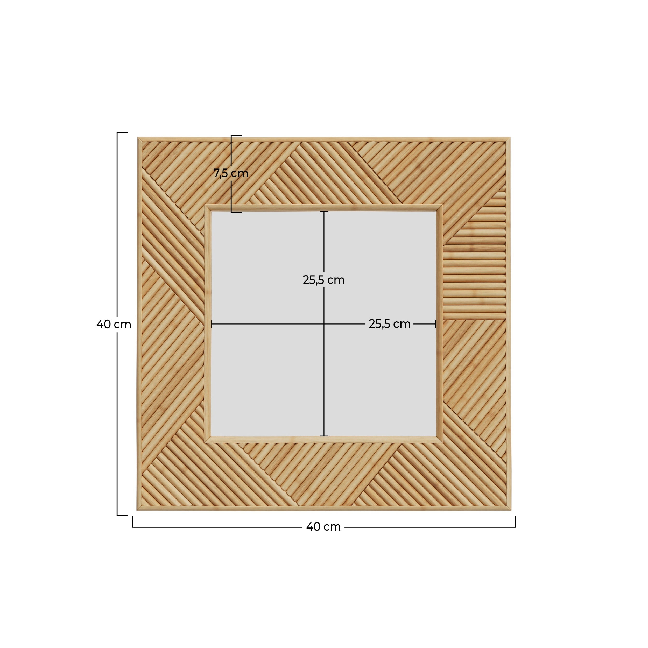 miroir en rotin lapta carre 40 cm