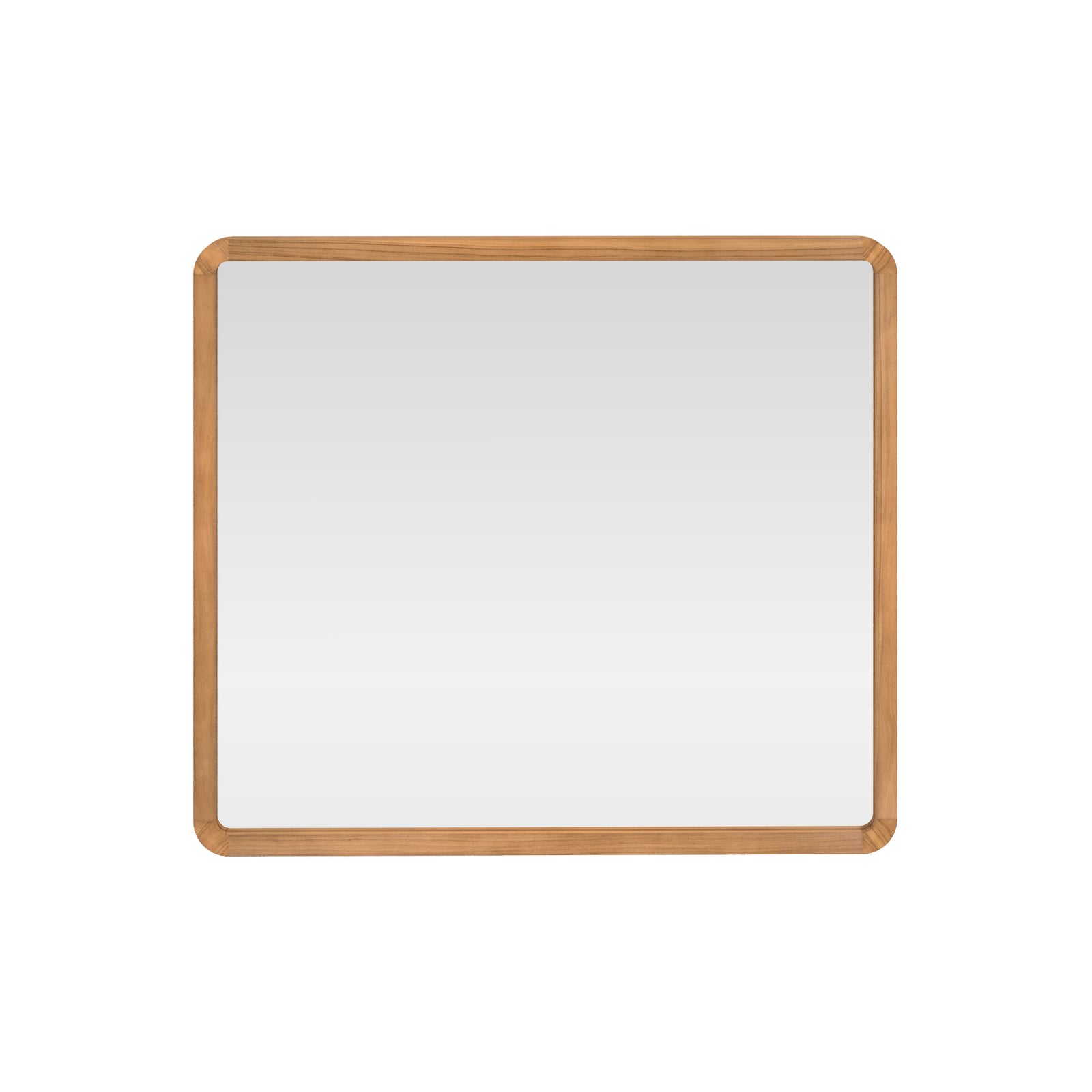 miroir mural vea en bois de teck salle de bain fond blanc