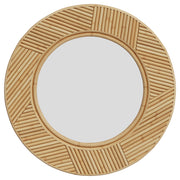 miroir rond lapta en rotin