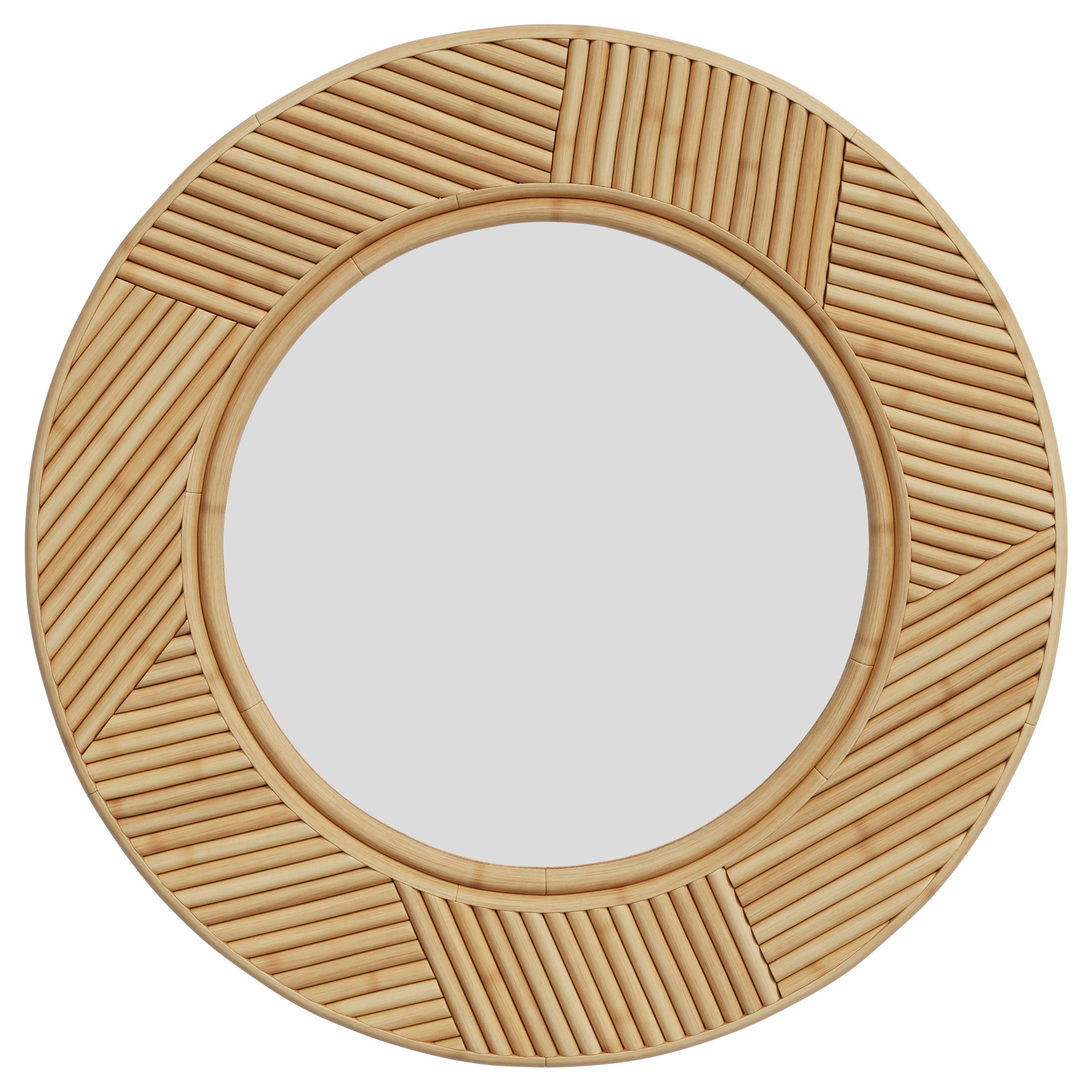miroir rond lapta en rotin