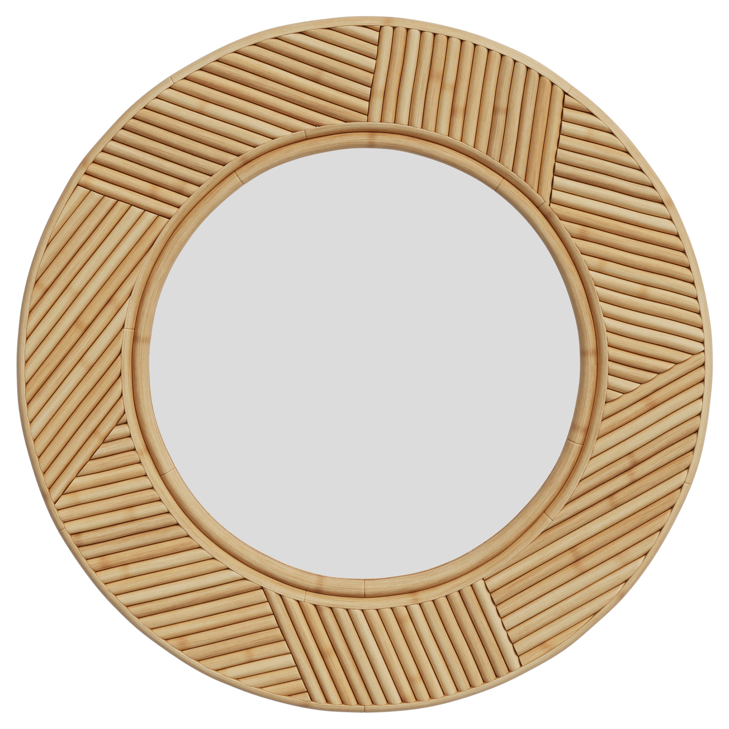 miroir rond lapta en rotin