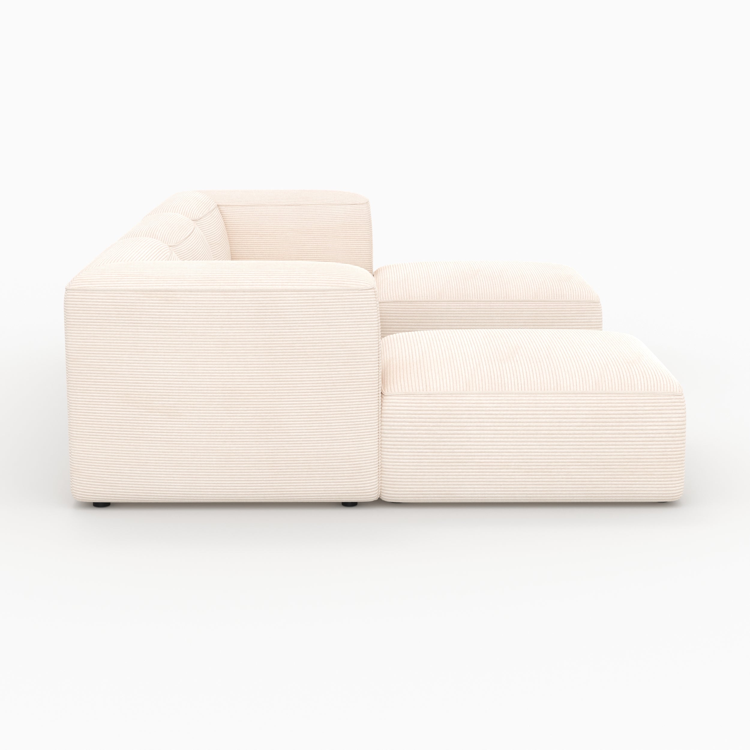 Canapé modulable Mina en velours blanc 3 places avec pouf