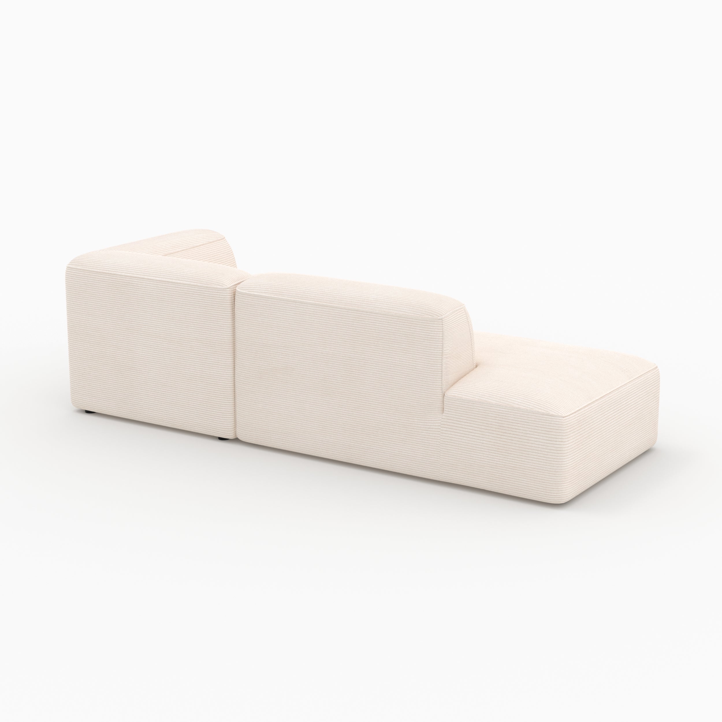 Canapé d'angle droit modulable Mina en velours côtelé blanc 4 places