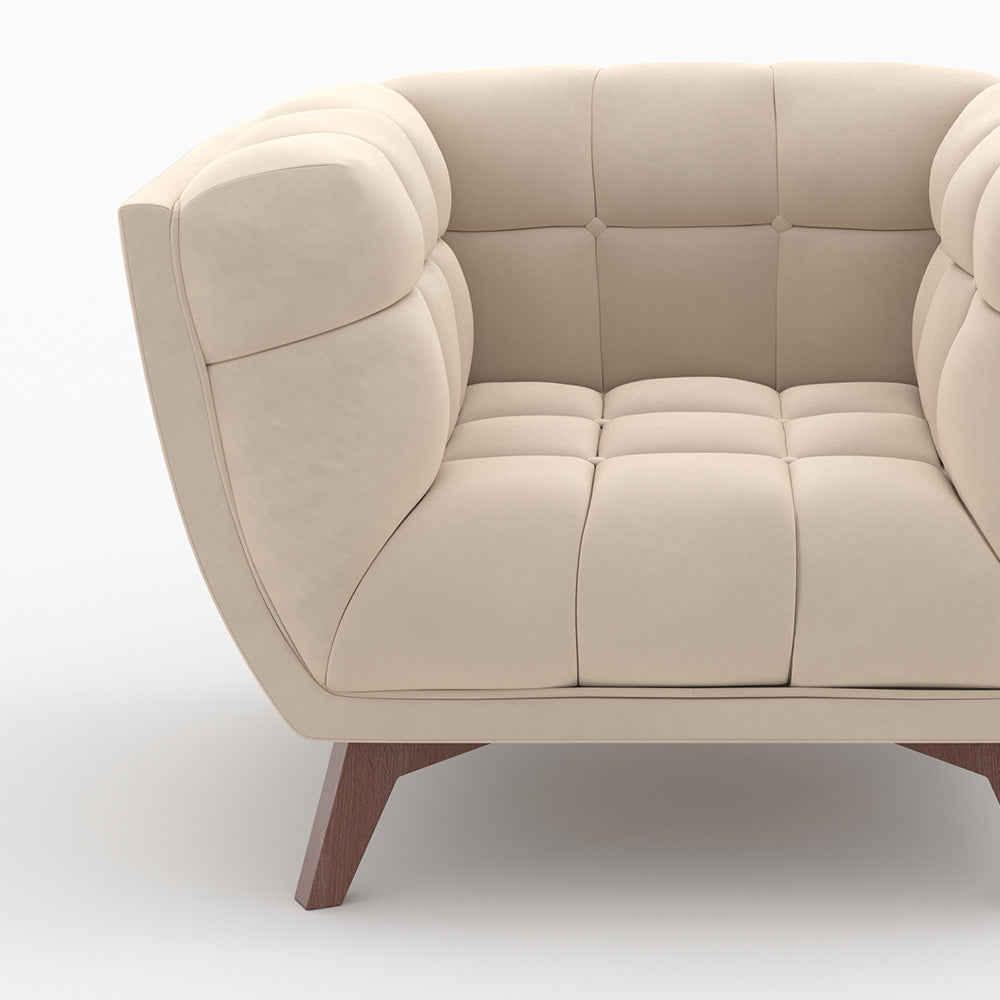 Ensemble canapé et fauteuil Mona en velours beige 4 places