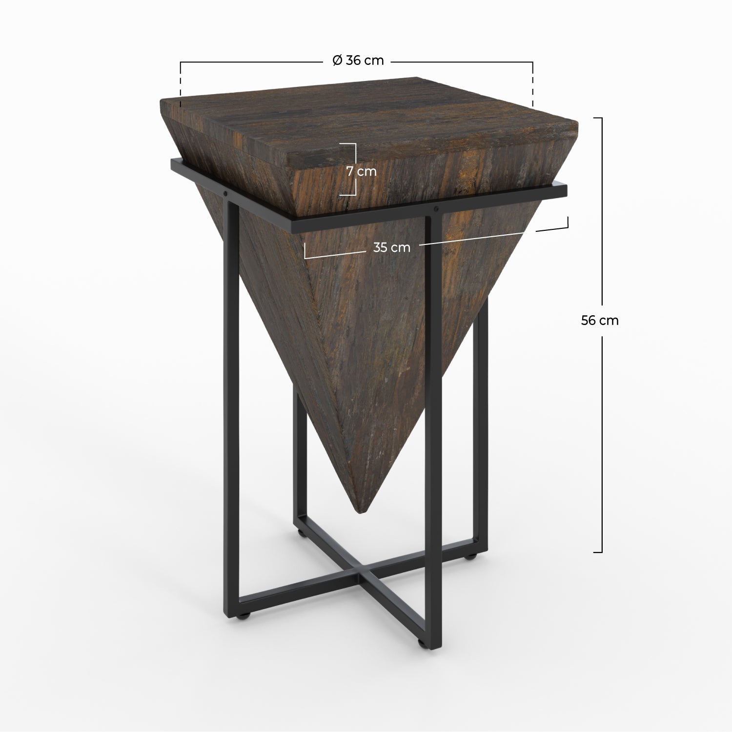 moyenne table d appoint bois fonce metal noir kara