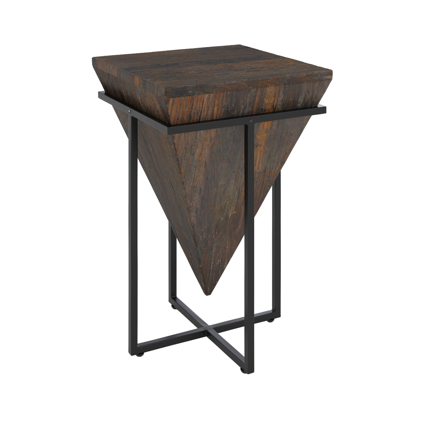 moyenne table d appoint kara bois fonce et metal noir fond blanc