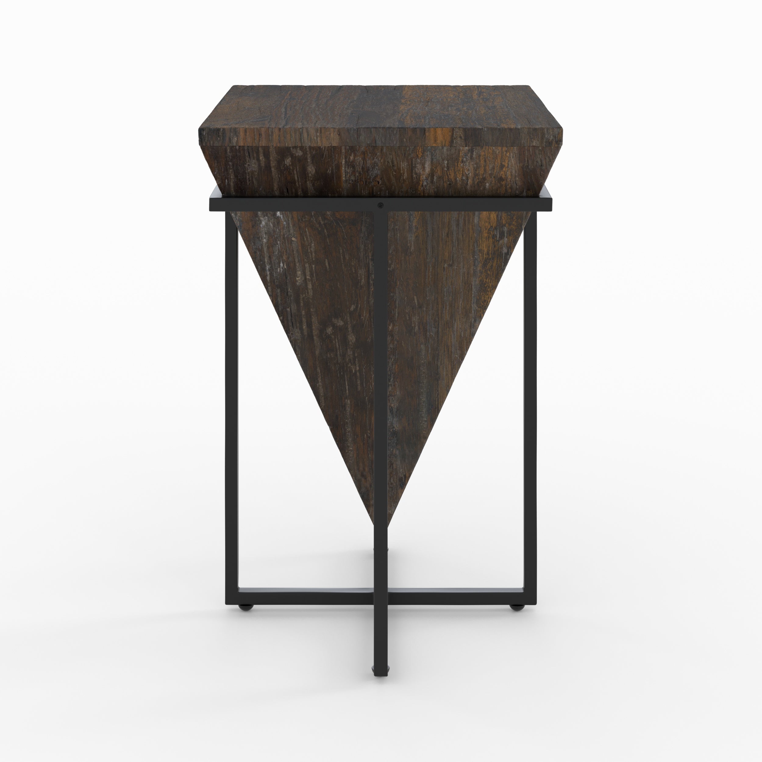 moyenne table d appoint kara bois fonce et metal noir