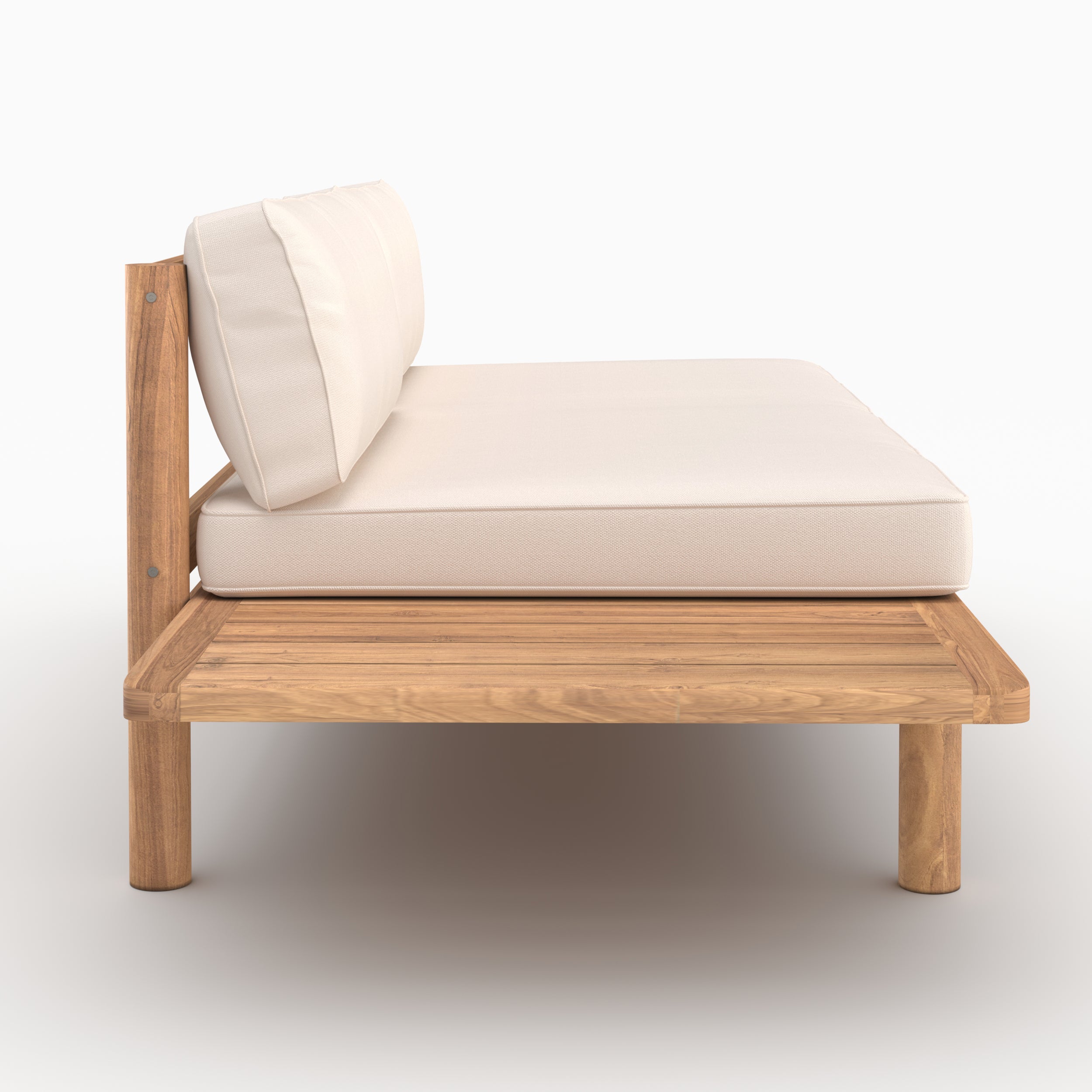 Salon de jardin Nadila 2 personnes en teck massif et tissu blanc