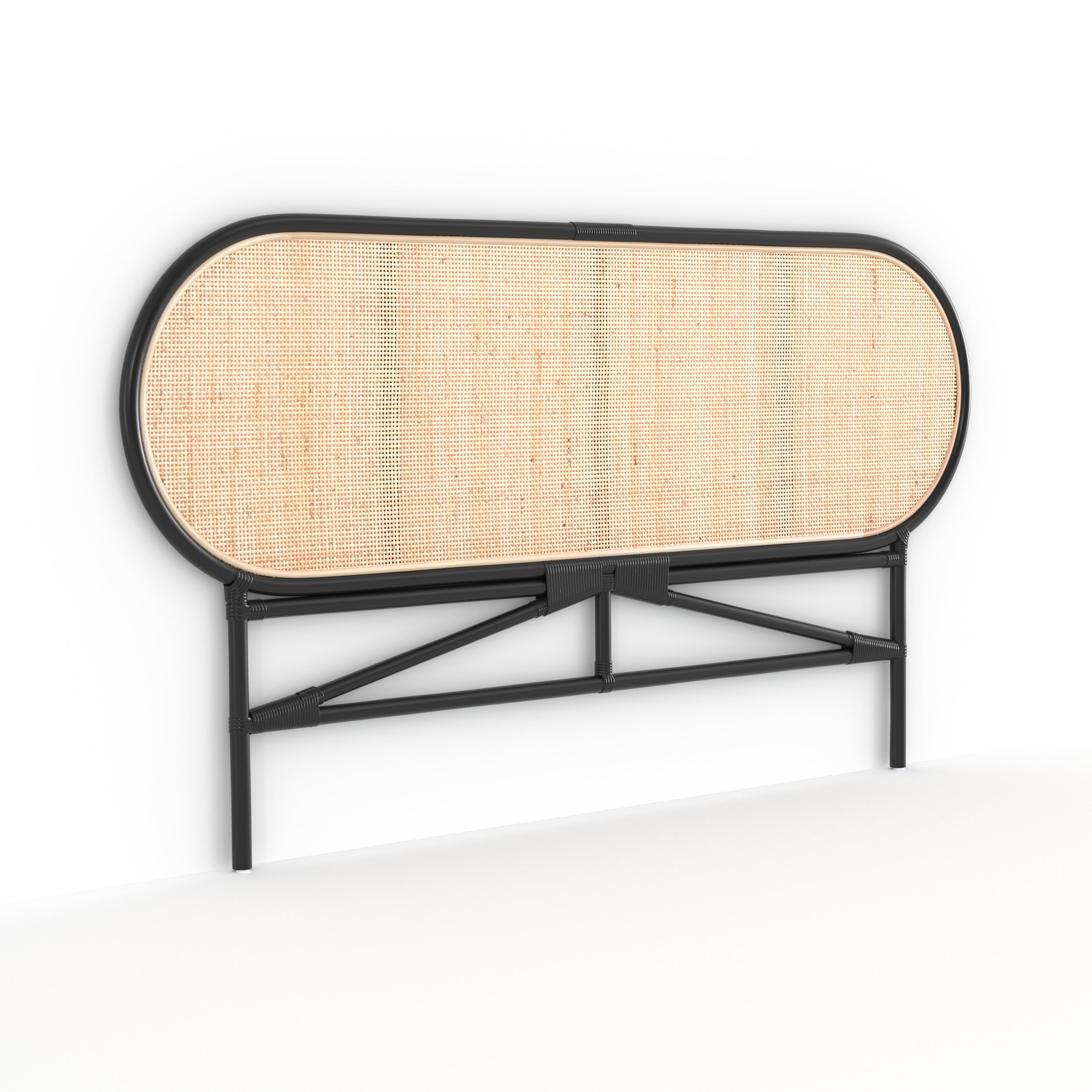 Tête de lit Navahino en rotin et noir 140 cm