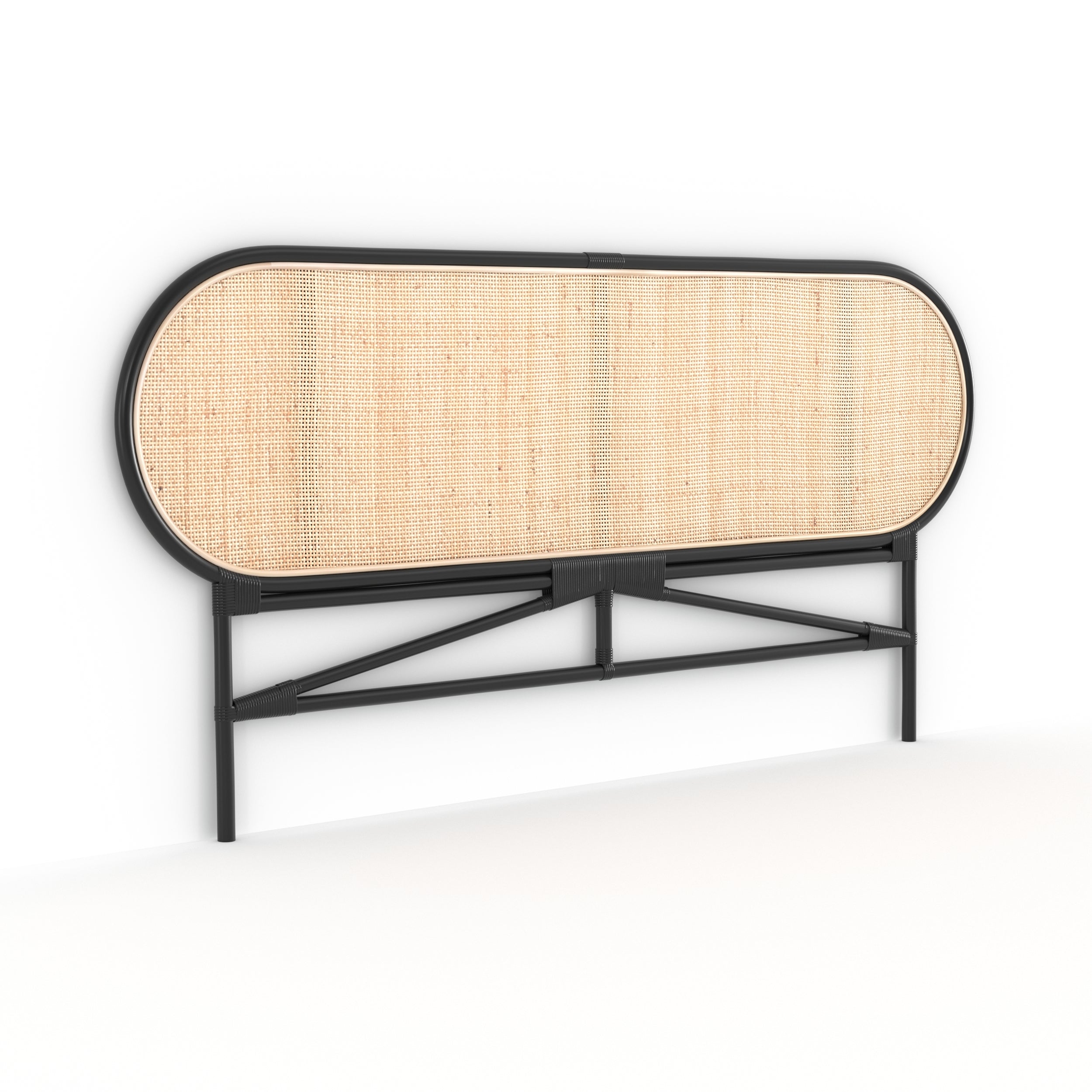 Tête de lit Navahino en rotin et noir 160 cm