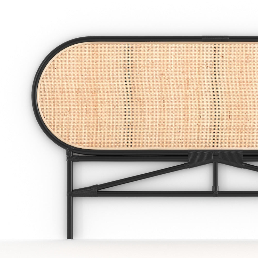 Tête de lit Navahino en rotin et noir 140 cm