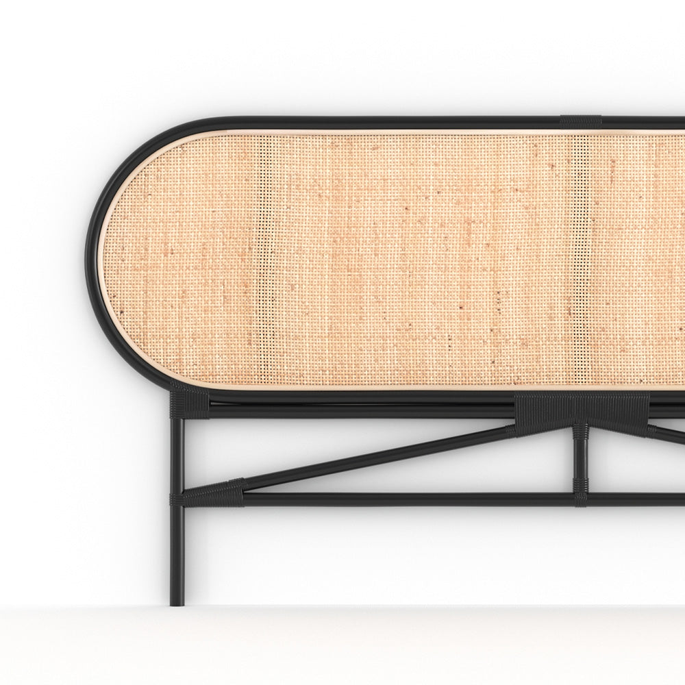 Tête de lit Navahino en rotin et noir 160 cm