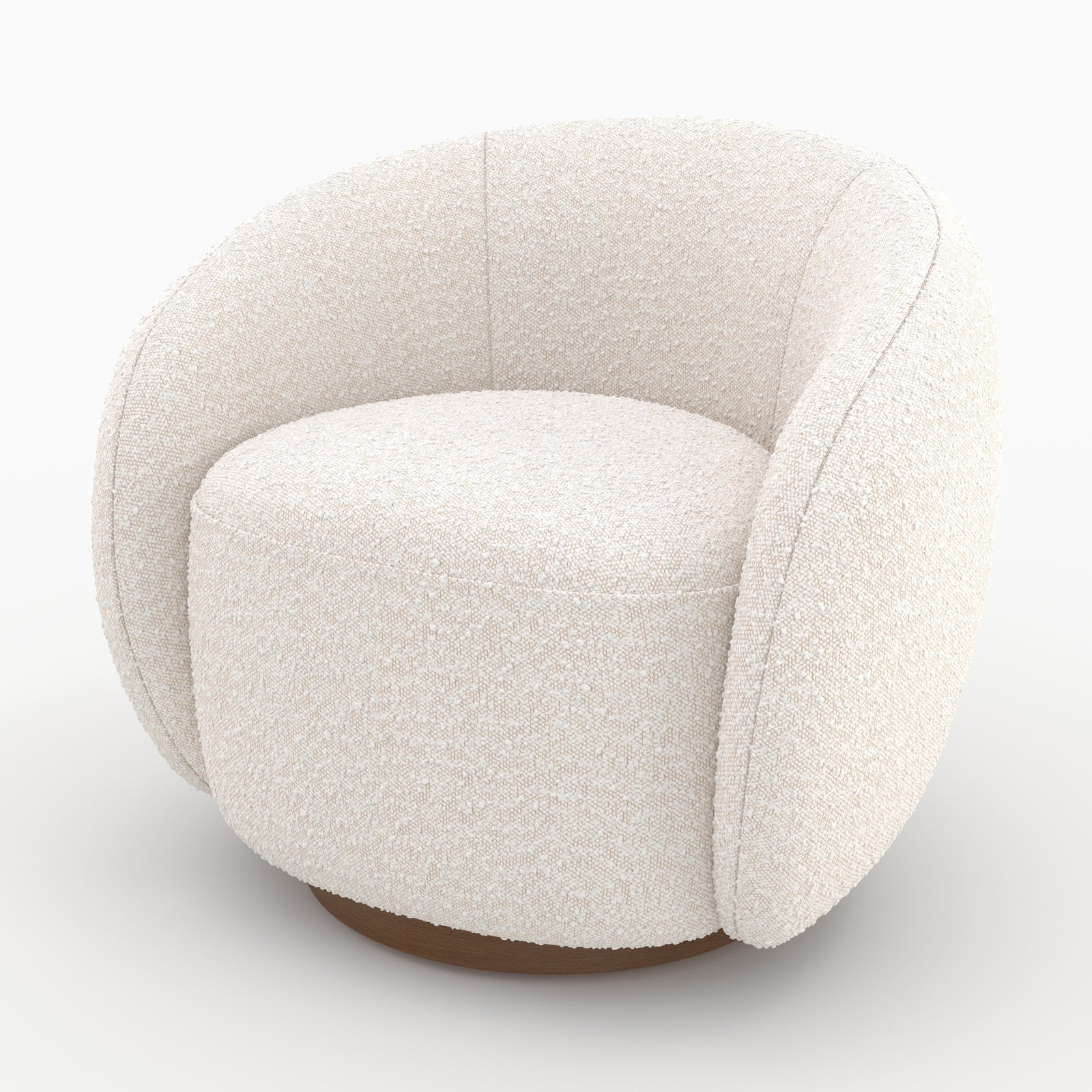 naya fauteuil pivotant blanc tissu boucle confort salon