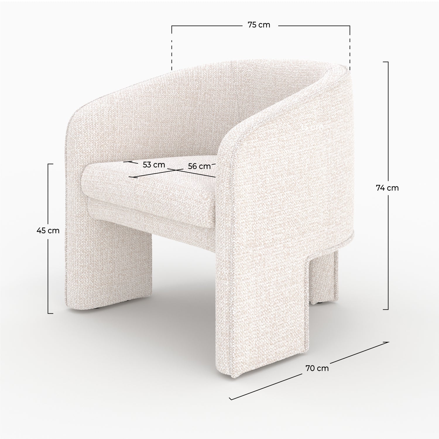 nelia fauteuil contemporain tissu creme texture