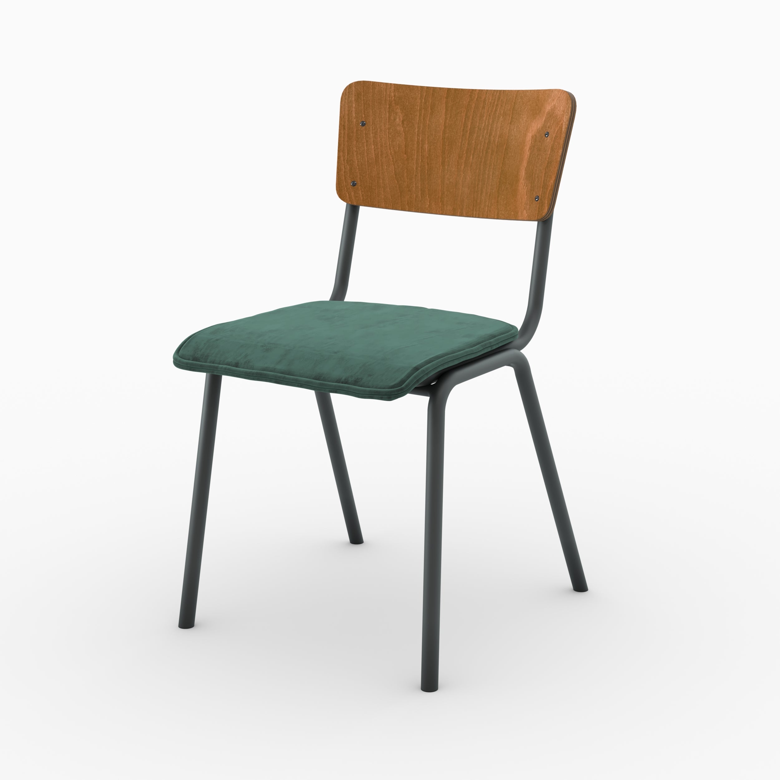 nico chaise velours vert bois fonce pieds metal ecolier lot 2