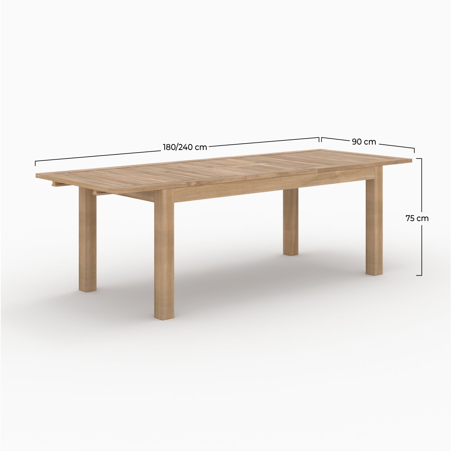 nido table de jardin extensible 180 240 cm teck fond beige