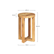 noe tabouret rond en bois de teck recycle h 45