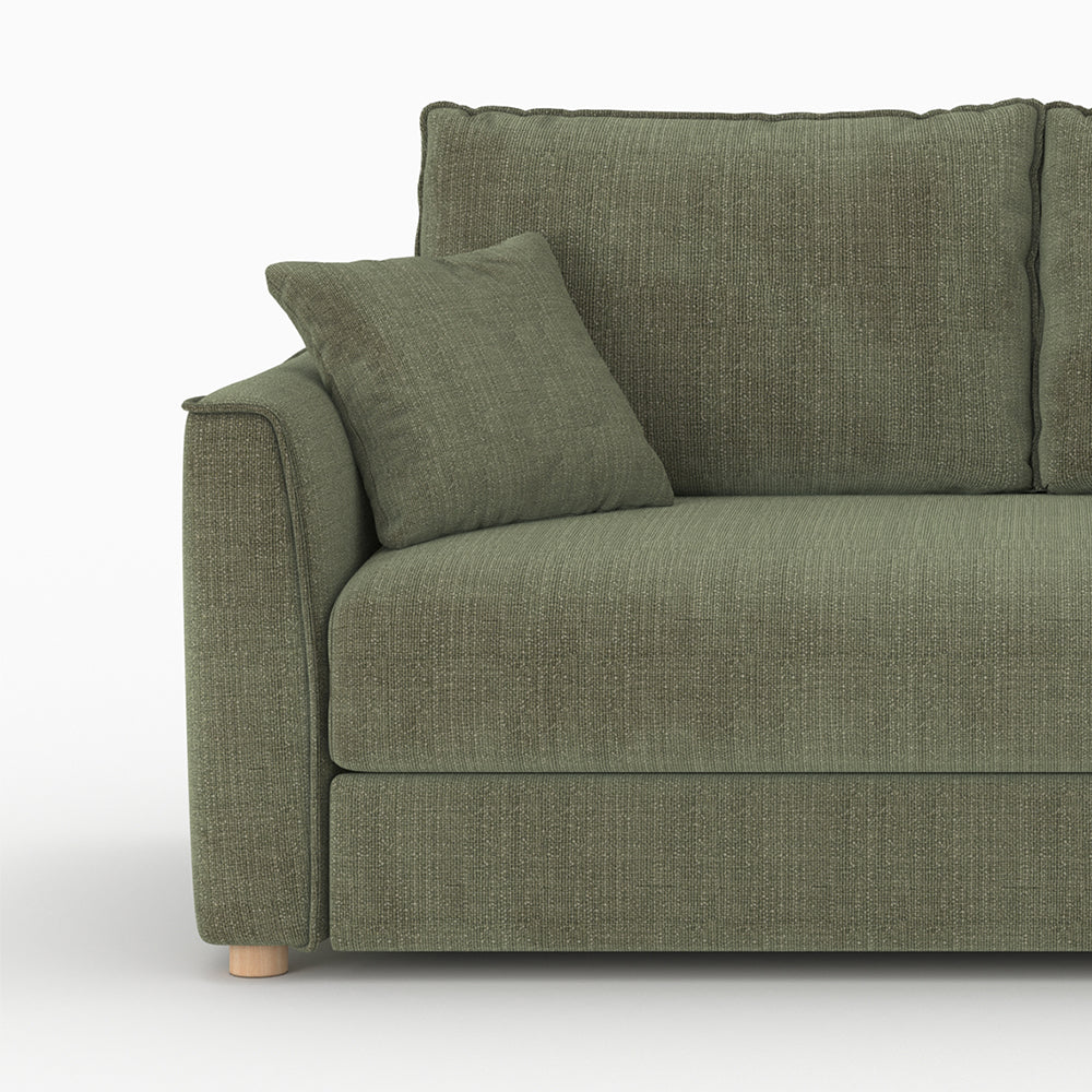 olympe canape lit 2 places en tissu texture vert kaki