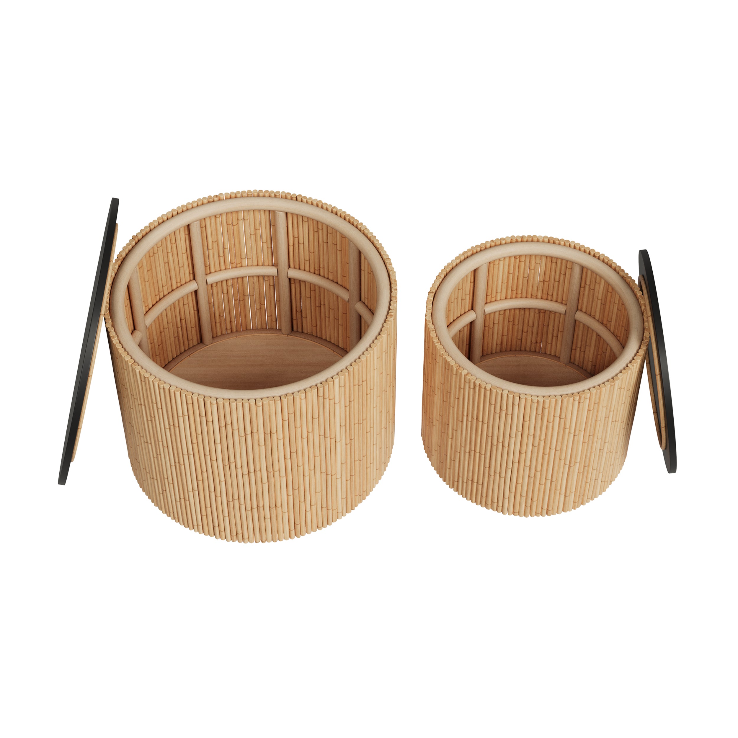 owan table basse gigogne bois noire