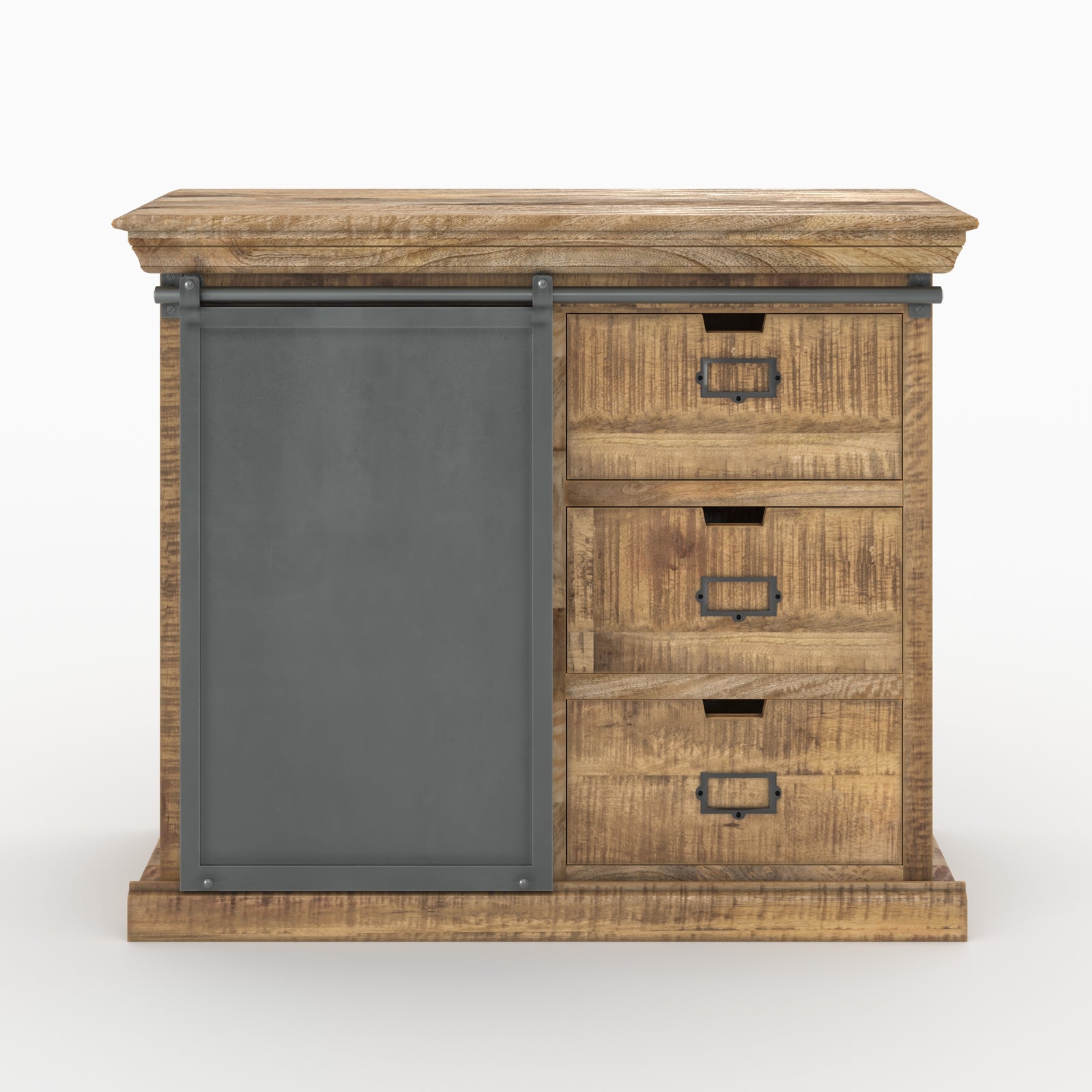 pack 2 buffets tabuk bois de manguier et metal gris